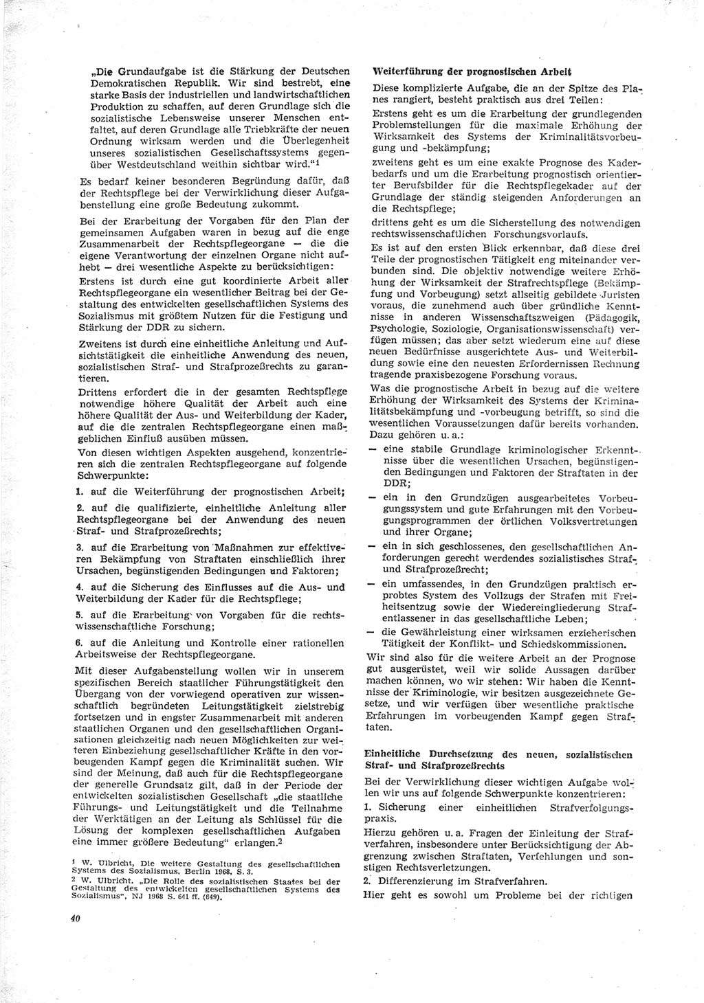 Neue Justiz (NJ), Zeitschrift für Recht und Rechtswissenschaft [Deutsche Demokratische Republik (DDR)], 23. Jahrgang 1969, Seite 40 (NJ DDR 1969, S. 40)
