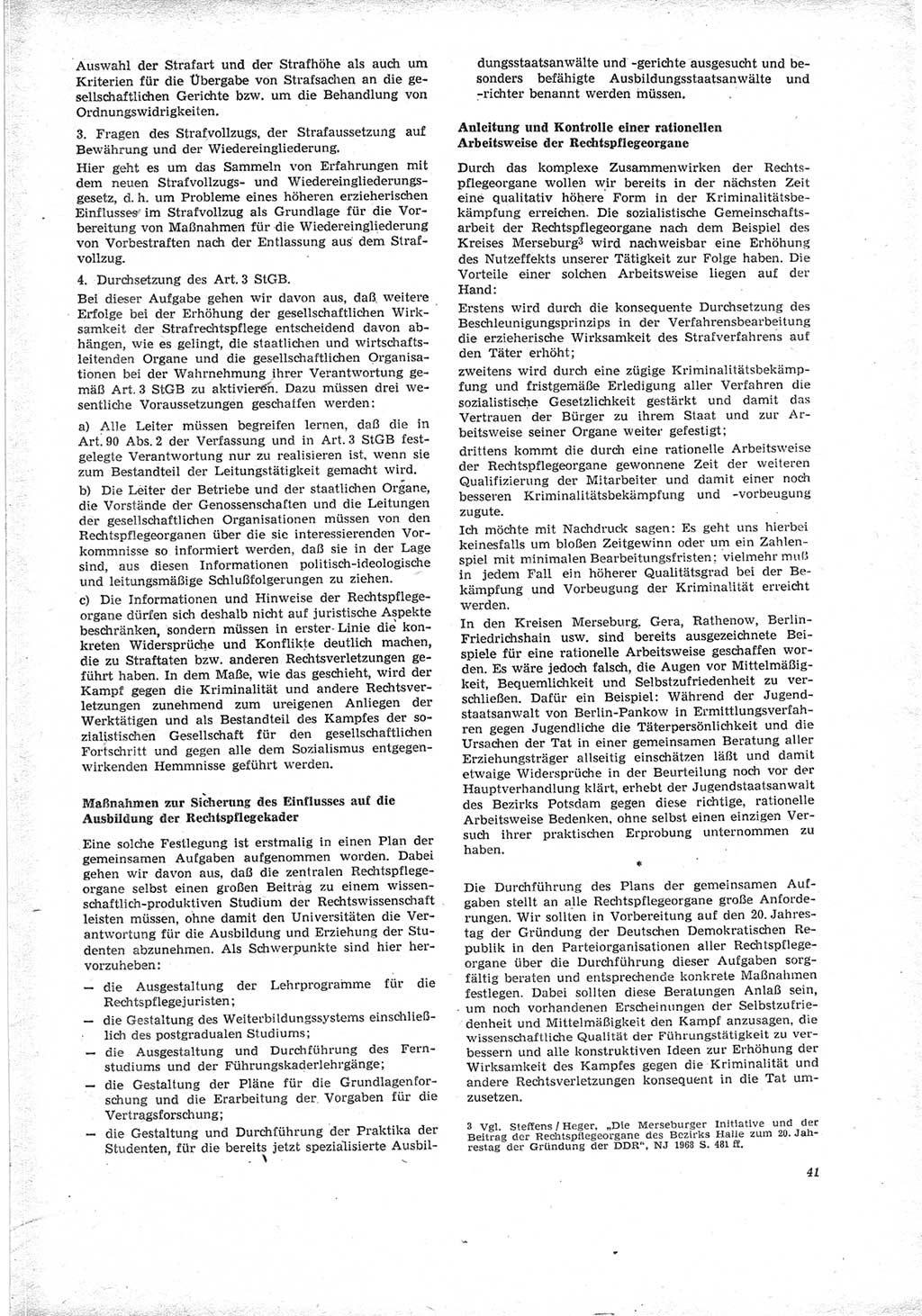 Neue Justiz (NJ), Zeitschrift für Recht und Rechtswissenschaft [Deutsche Demokratische Republik (DDR)], 23. Jahrgang 1969, Seite 41 (NJ DDR 1969, S. 41)