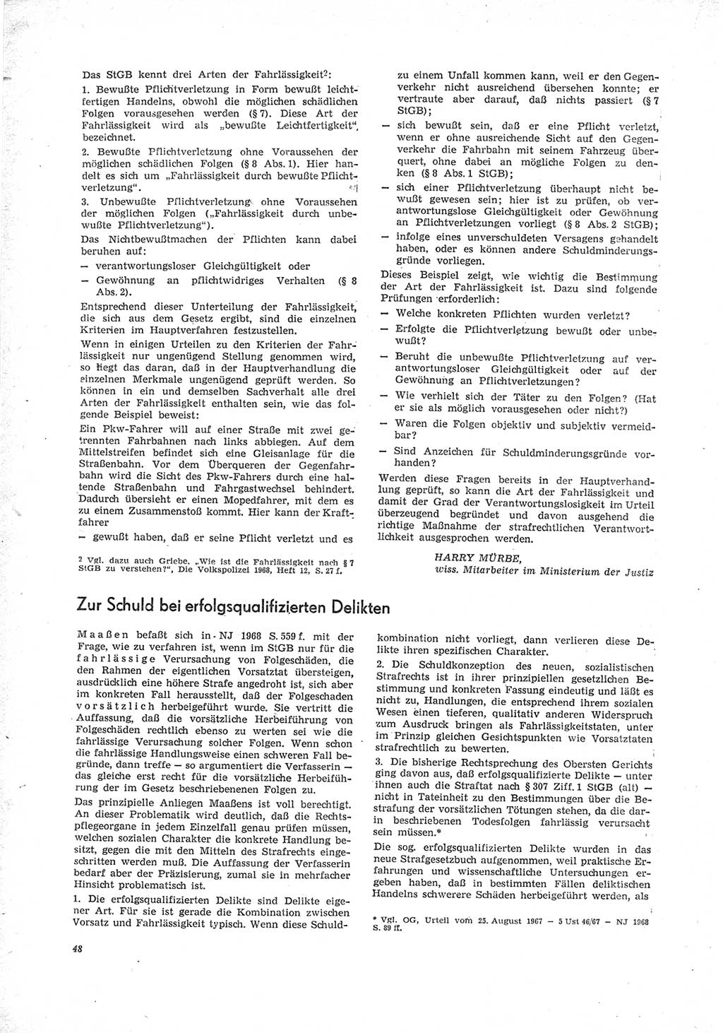 Neue Justiz (NJ), Zeitschrift für Recht und Rechtswissenschaft [Deutsche Demokratische Republik (DDR)], 23. Jahrgang 1969, Seite 48 (NJ DDR 1969, S. 48)