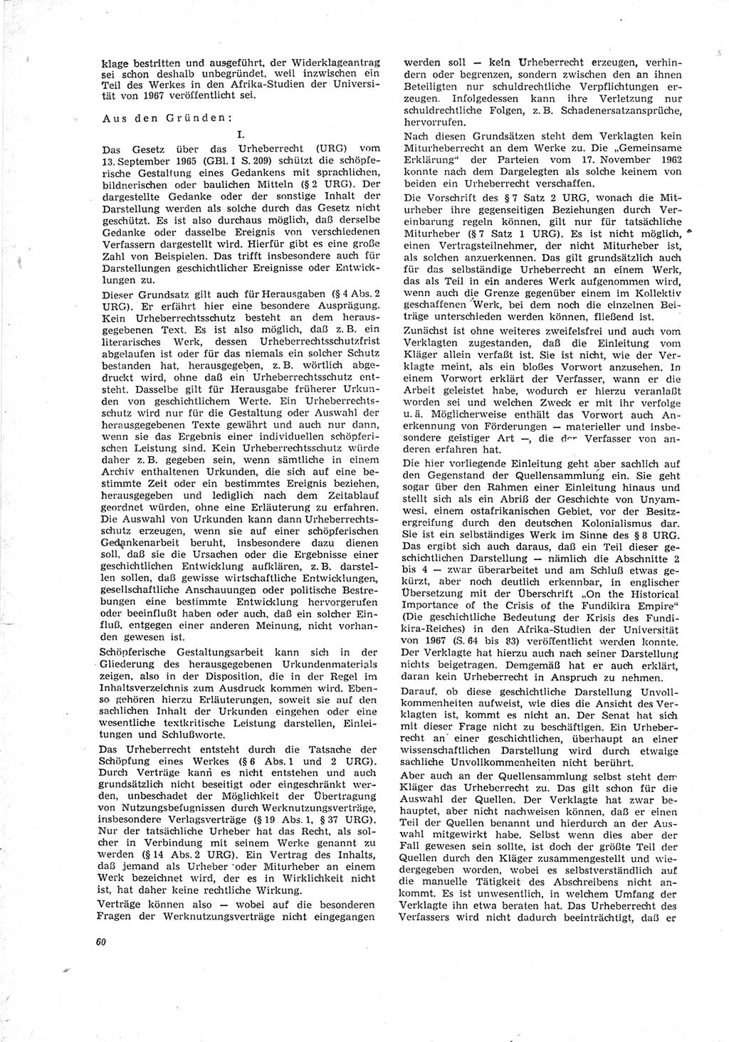 Neue Justiz (NJ), Zeitschrift für Recht und Rechtswissenschaft [Deutsche Demokratische Republik (DDR)], 23. Jahrgang 1969, Seite 60 (NJ DDR 1969, S. 60)