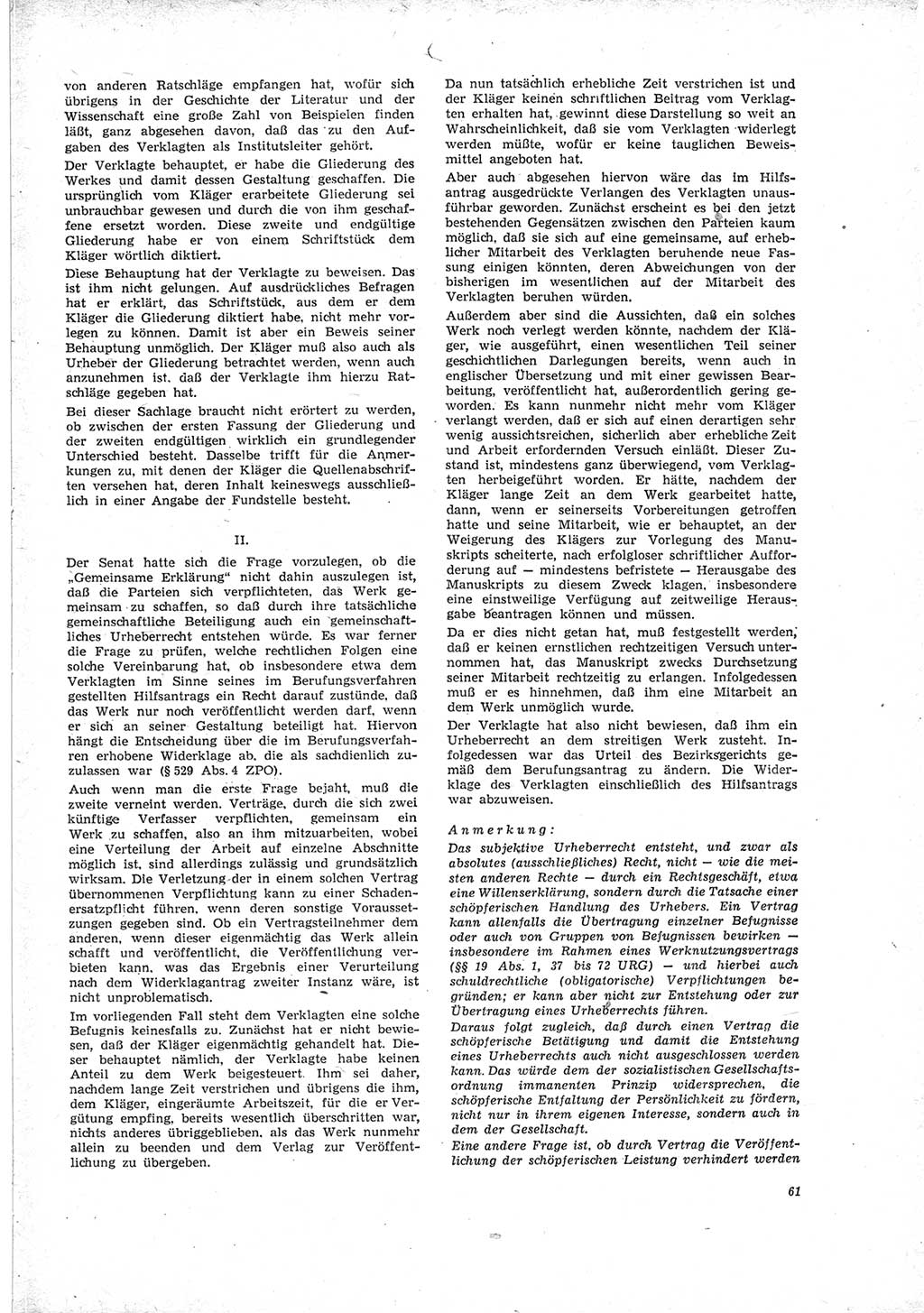 Neue Justiz (NJ), Zeitschrift für Recht und Rechtswissenschaft [Deutsche Demokratische Republik (DDR)], 23. Jahrgang 1969, Seite 61 (NJ DDR 1969, S. 61)