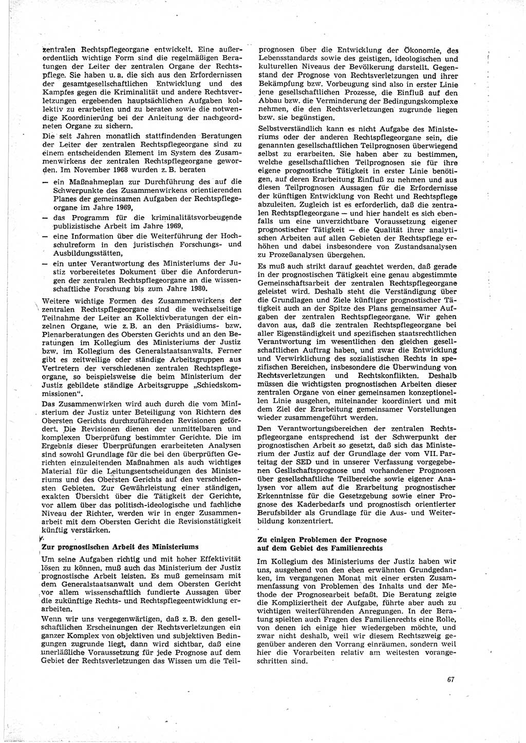 Neue Justiz (NJ), Zeitschrift für Recht und Rechtswissenschaft [Deutsche Demokratische Republik (DDR)], 23. Jahrgang 1969, Seite 67 (NJ DDR 1969, S. 67)
