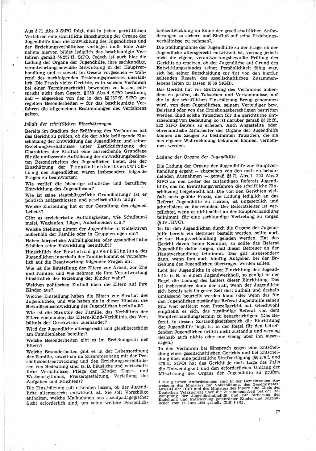 Neue Justiz (NJ), Zeitschrift für Recht und Rechtswissenschaft [Deutsche Demokratische Republik (DDR)], 23. Jahrgang 1969, Seite 77 (NJ DDR 1969, S. 77)