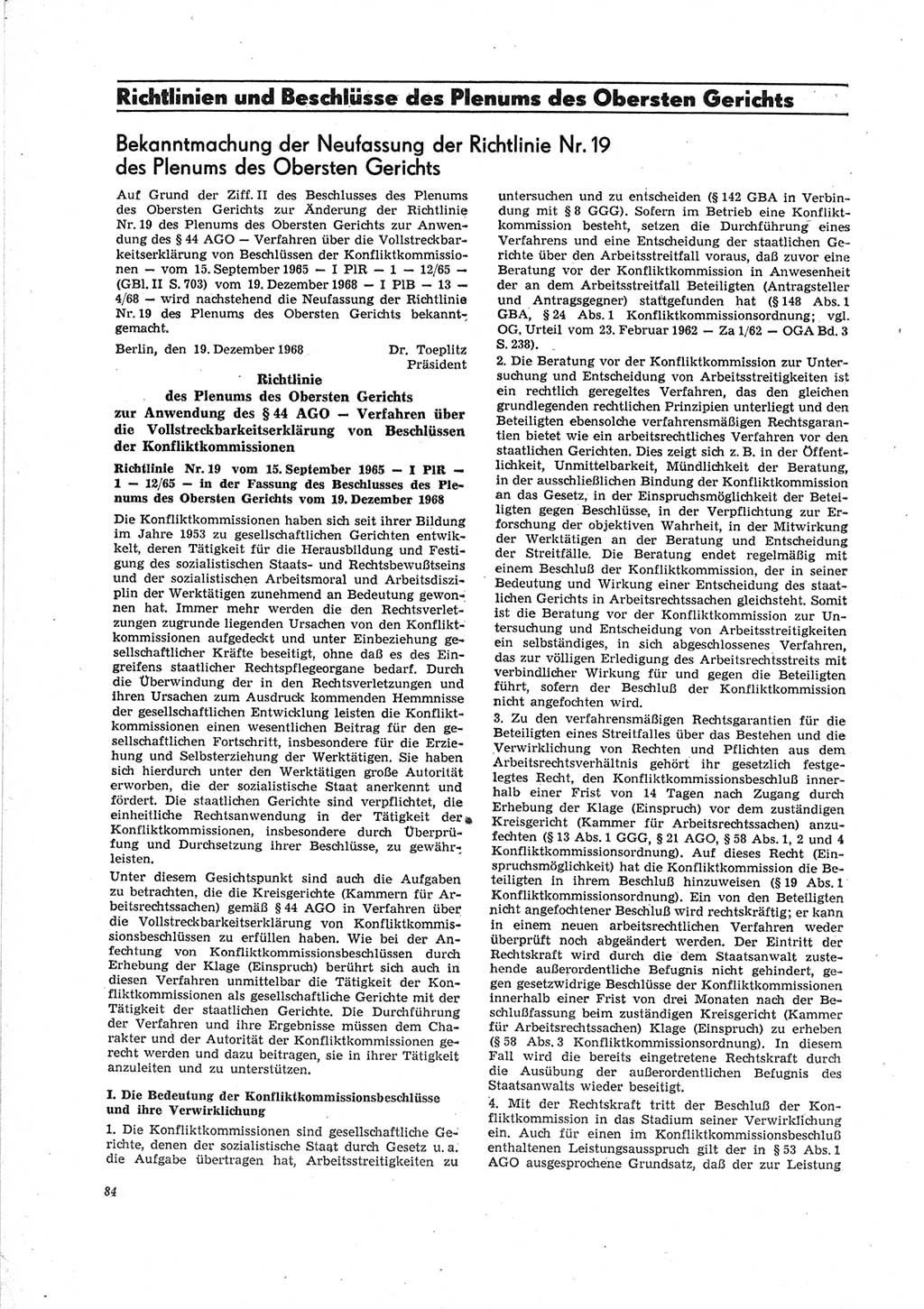 Neue Justiz (NJ), Zeitschrift für Recht und Rechtswissenschaft [Deutsche Demokratische Republik (DDR)], 23. Jahrgang 1969, Seite 84 (NJ DDR 1969, S. 84)