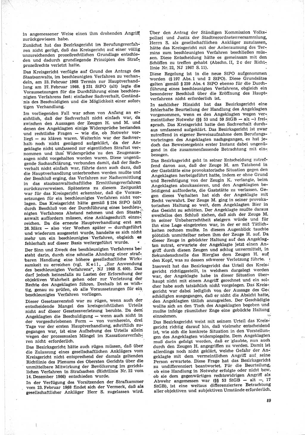Neue Justiz (NJ), Zeitschrift für Recht und Rechtswissenschaft [Deutsche Demokratische Republik (DDR)], 23. Jahrgang 1969, Seite 89 (NJ DDR 1969, S. 89)