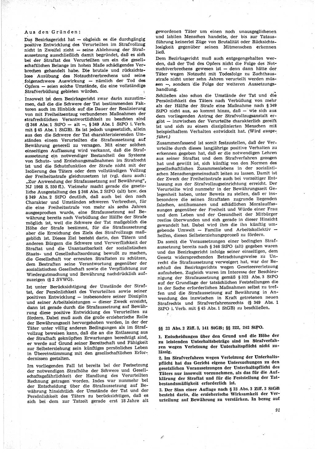 Neue Justiz (NJ), Zeitschrift für Recht und Rechtswissenschaft [Deutsche Demokratische Republik (DDR)], 23. Jahrgang 1969, Seite 91 (NJ DDR 1969, S. 91)