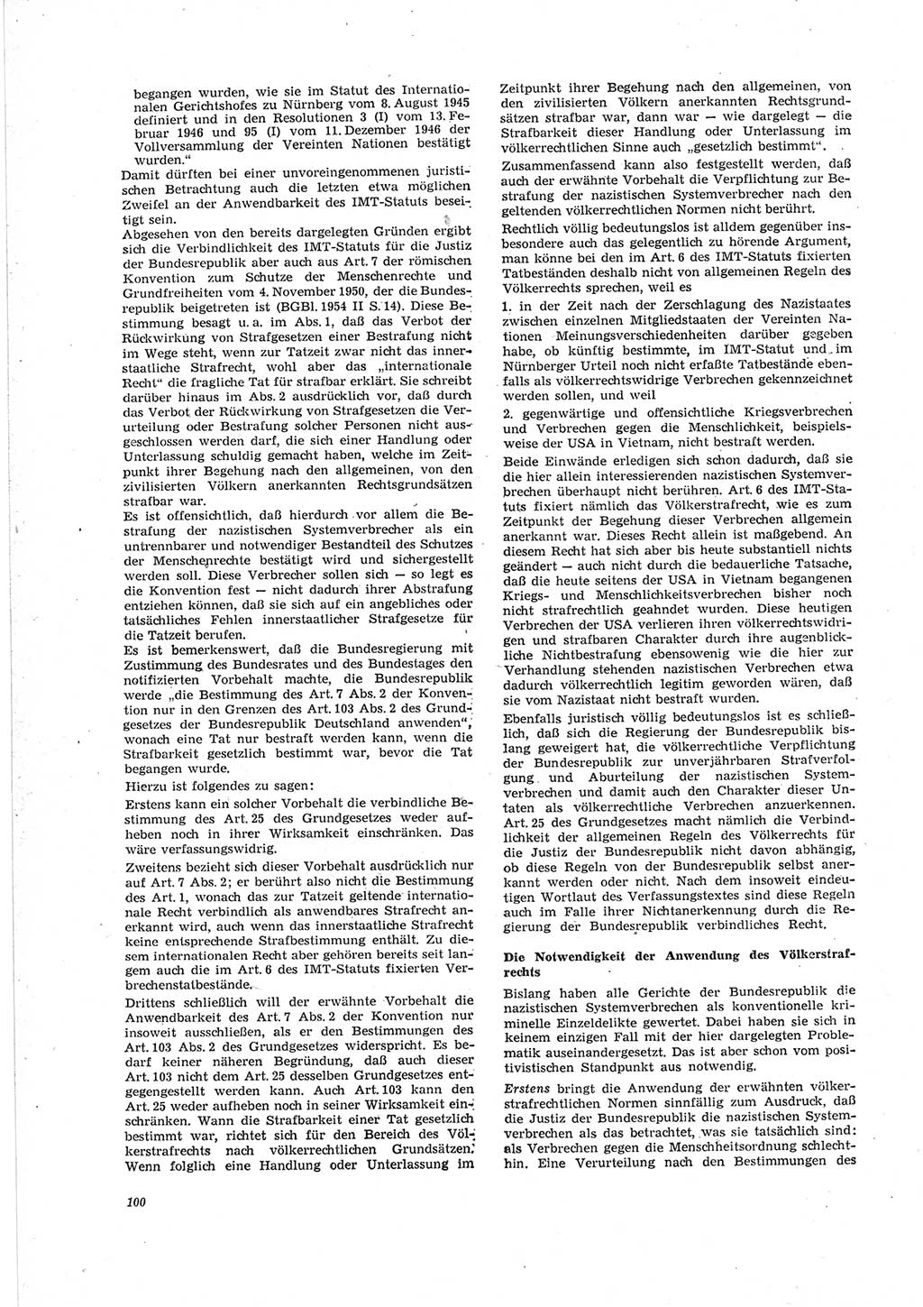 Neue Justiz (NJ), Zeitschrift für Recht und Rechtswissenschaft [Deutsche Demokratische Republik (DDR)], 23. Jahrgang 1969, Seite 100 (NJ DDR 1969, S. 100)
