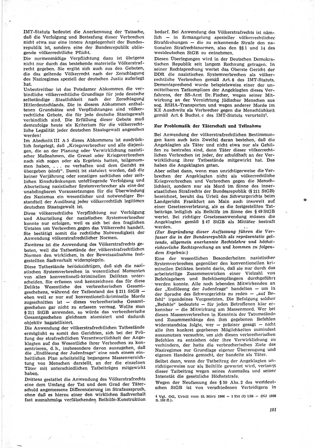 Neue Justiz (NJ), Zeitschrift für Recht und Rechtswissenschaft [Deutsche Demokratische Republik (DDR)], 23. Jahrgang 1969, Seite 101 (NJ DDR 1969, S. 101)