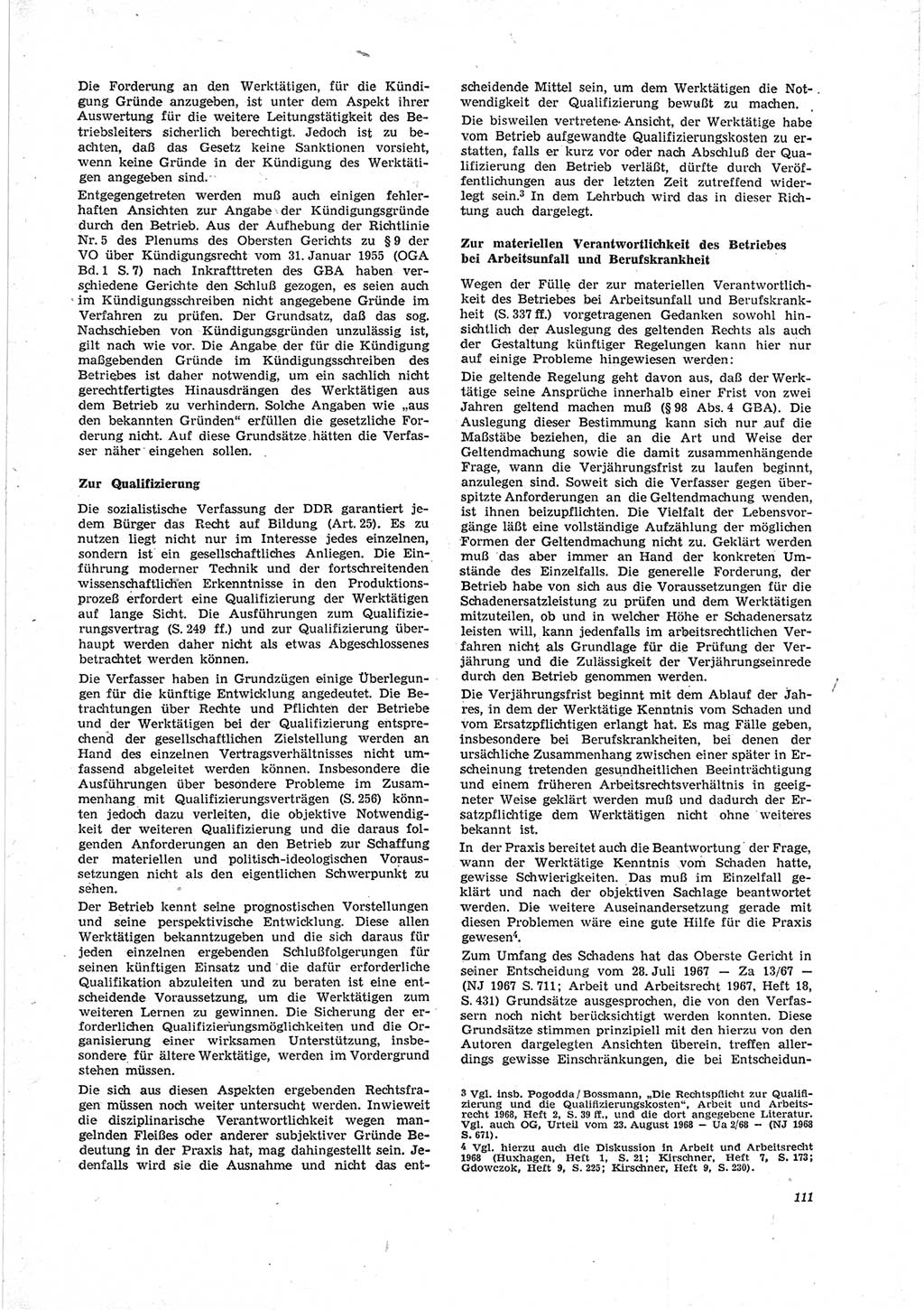 Neue Justiz (NJ), Zeitschrift für Recht und Rechtswissenschaft [Deutsche Demokratische Republik (DDR)], 23. Jahrgang 1969, Seite 111 (NJ DDR 1969, S. 111)