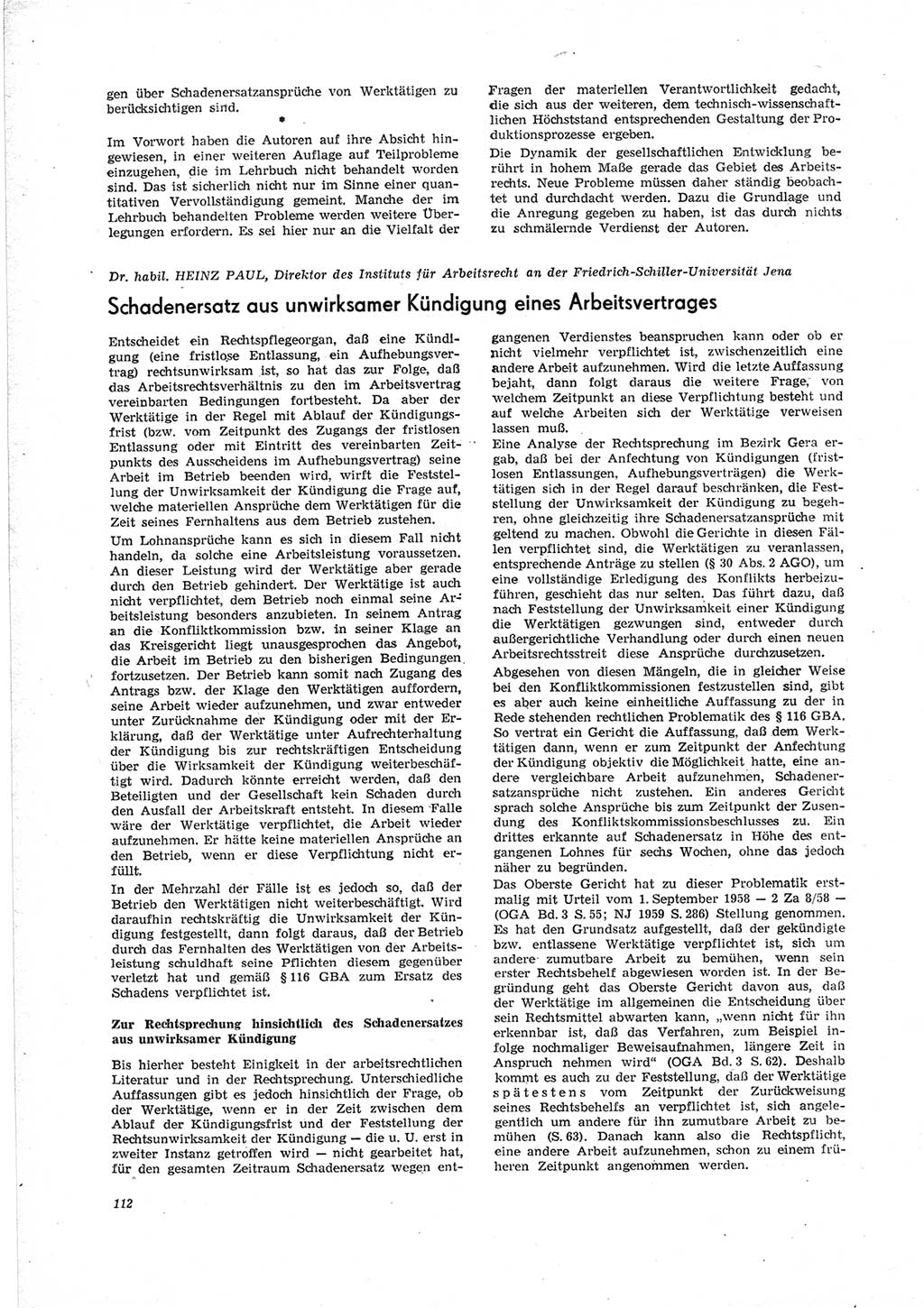 Neue Justiz (NJ), Zeitschrift für Recht und Rechtswissenschaft [Deutsche Demokratische Republik (DDR)], 23. Jahrgang 1969, Seite 112 (NJ DDR 1969, S. 112)