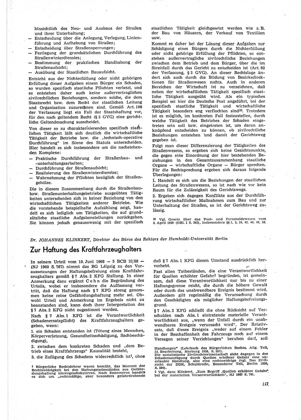 Neue Justiz (NJ), Zeitschrift für Recht und Rechtswissenschaft [Deutsche Demokratische Republik (DDR)], 23. Jahrgang 1969, Seite 117 (NJ DDR 1969, S. 117)
