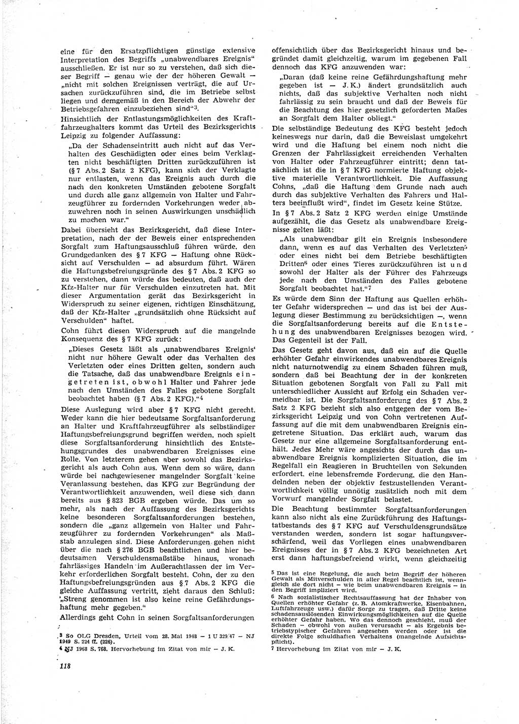 Neue Justiz (NJ), Zeitschrift für Recht und Rechtswissenschaft [Deutsche Demokratische Republik (DDR)], 23. Jahrgang 1969, Seite 118 (NJ DDR 1969, S. 118)