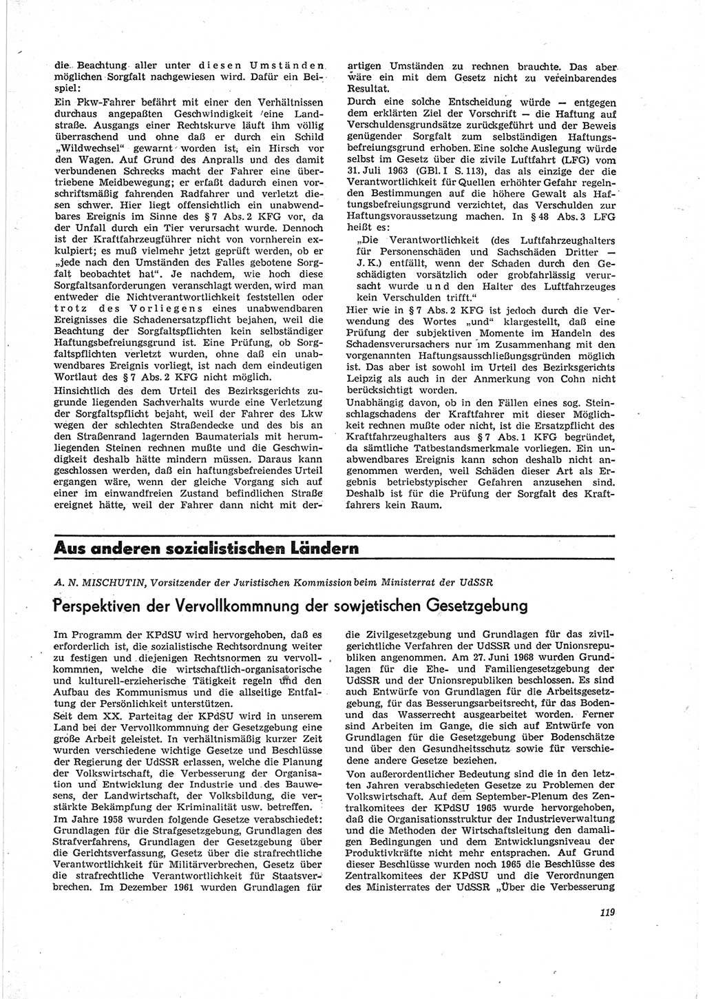 Neue Justiz (NJ), Zeitschrift für Recht und Rechtswissenschaft [Deutsche Demokratische Republik (DDR)], 23. Jahrgang 1969, Seite 119 (NJ DDR 1969, S. 119)