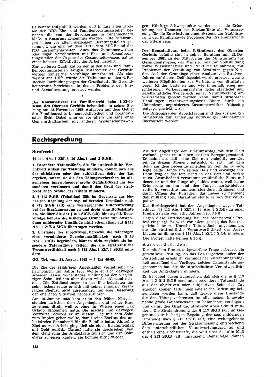 Neue Justiz (NJ), Zeitschrift für Recht und Rechtswissenschaft [Deutsche Demokratische Republik (DDR)], 23. Jahrgang 1969, Seite 122 (NJ DDR 1969, S. 122)