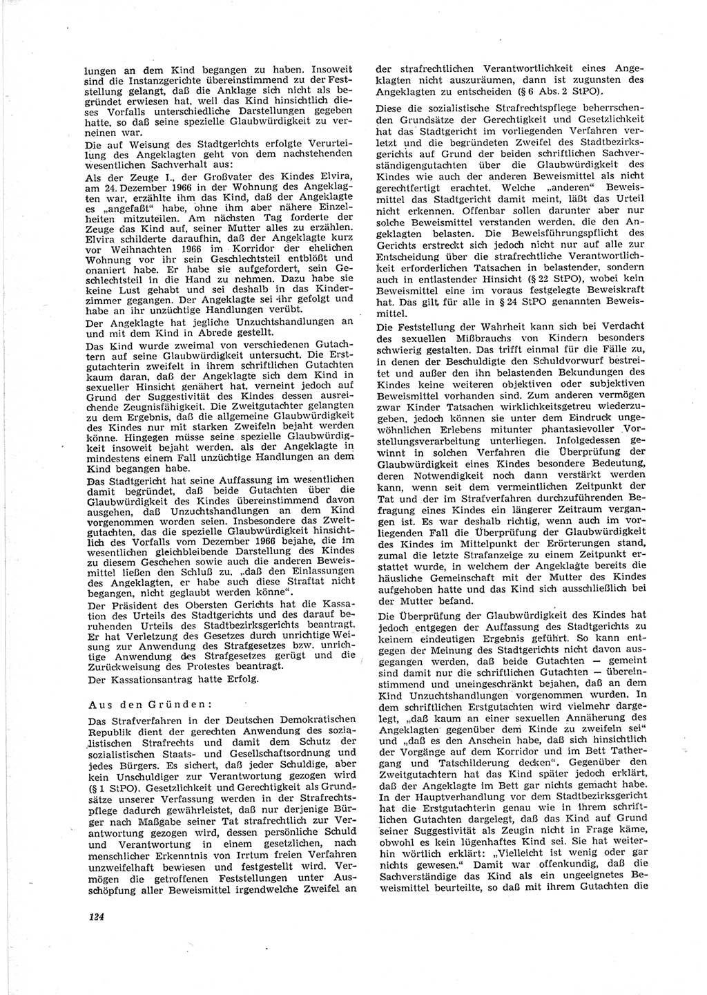 Neue Justiz (NJ), Zeitschrift für Recht und Rechtswissenschaft [Deutsche Demokratische Republik (DDR)], 23. Jahrgang 1969, Seite 124 (NJ DDR 1969, S. 124)