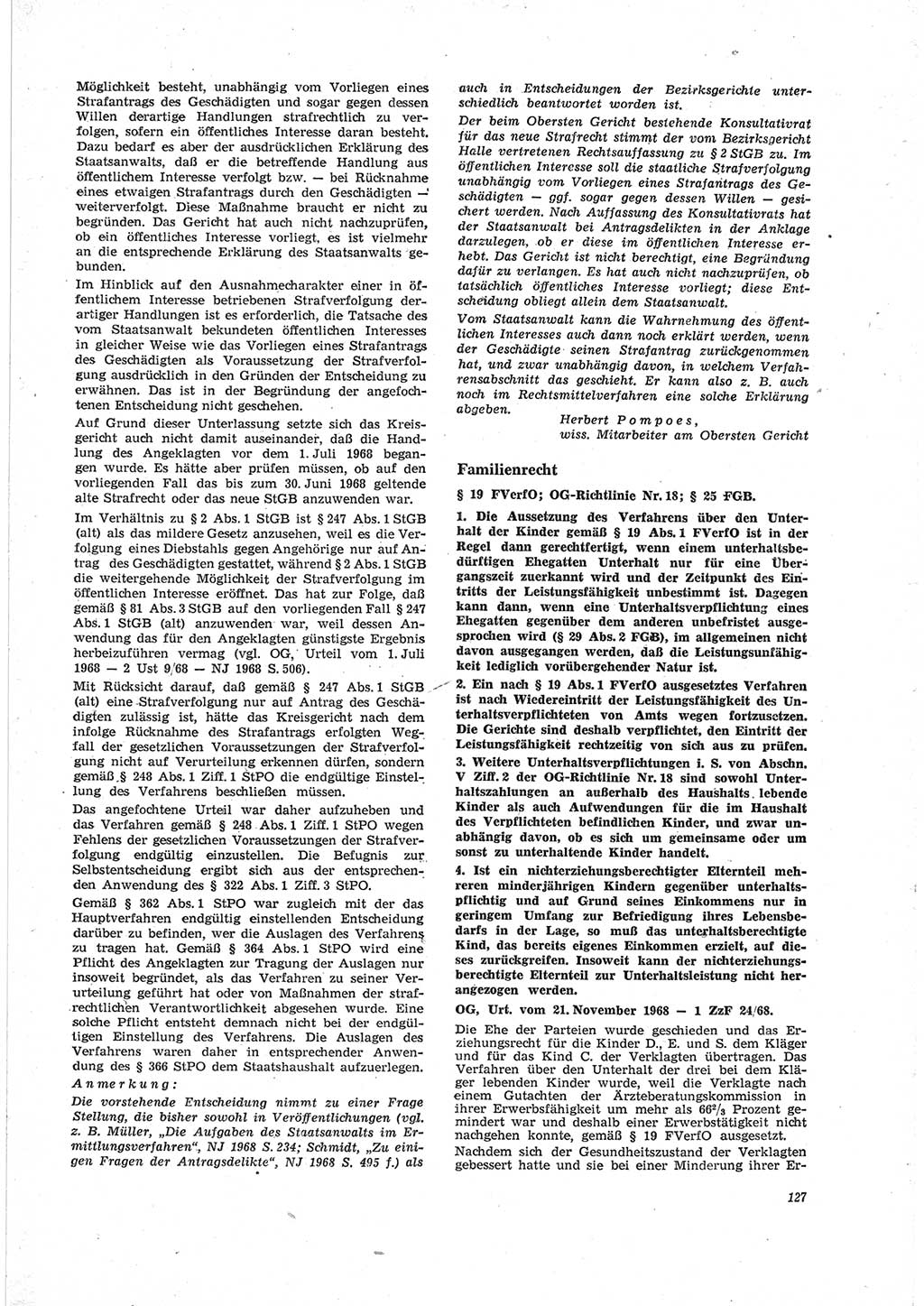 Neue Justiz (NJ), Zeitschrift für Recht und Rechtswissenschaft [Deutsche Demokratische Republik (DDR)], 23. Jahrgang 1969, Seite 127 (NJ DDR 1969, S. 127)