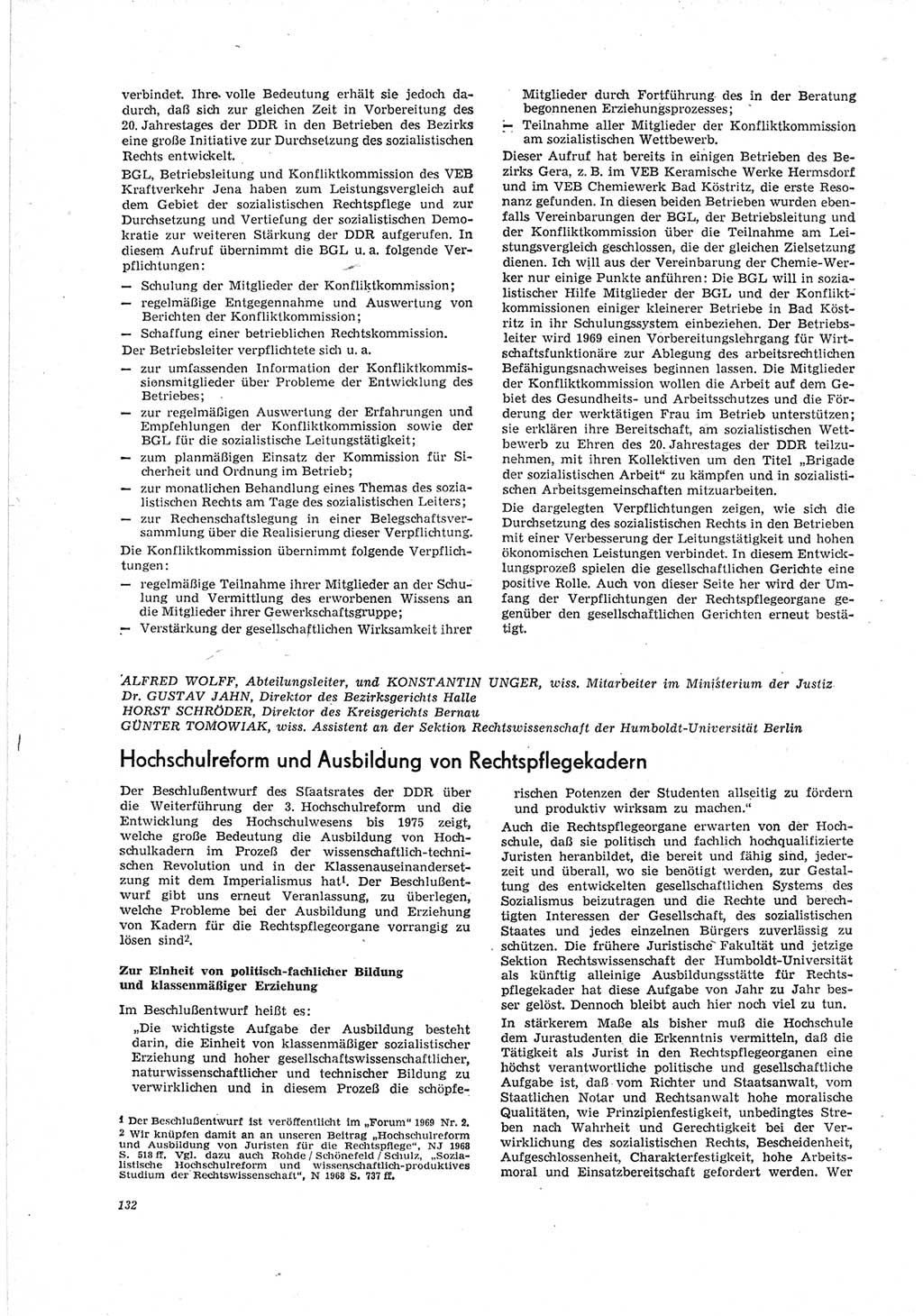 Neue Justiz (NJ), Zeitschrift für Recht und Rechtswissenschaft [Deutsche Demokratische Republik (DDR)], 23. Jahrgang 1969, Seite 132 (NJ DDR 1969, S. 132)