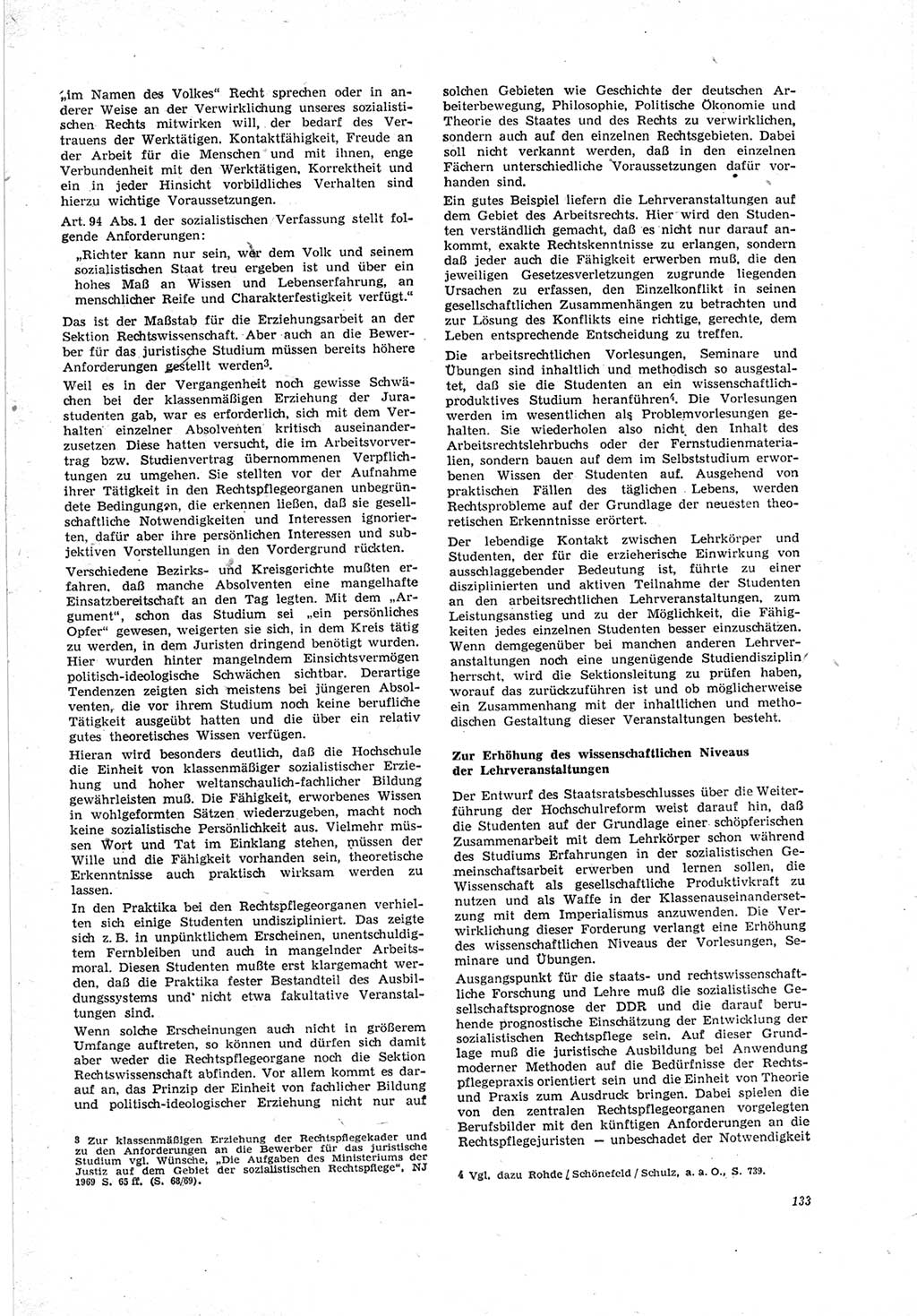 Neue Justiz (NJ), Zeitschrift für Recht und Rechtswissenschaft [Deutsche Demokratische Republik (DDR)], 23. Jahrgang 1969, Seite 133 (NJ DDR 1969, S. 133)