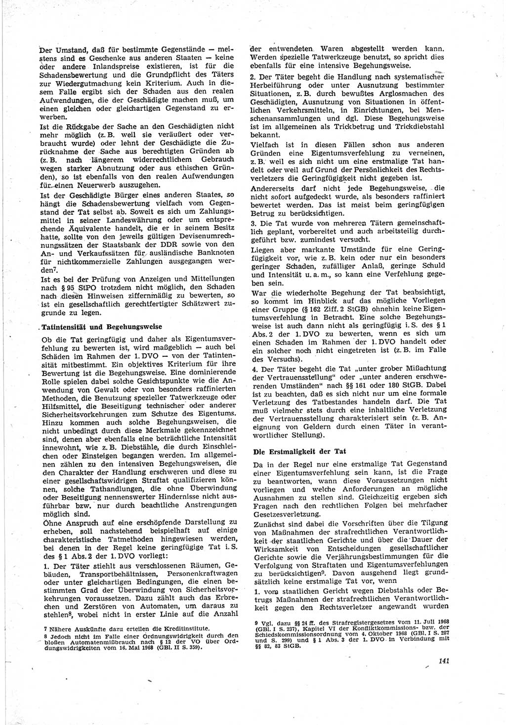 Neue Justiz (NJ), Zeitschrift für Recht und Rechtswissenschaft [Deutsche Demokratische Republik (DDR)], 23. Jahrgang 1969, Seite 141 (NJ DDR 1969, S. 141)
