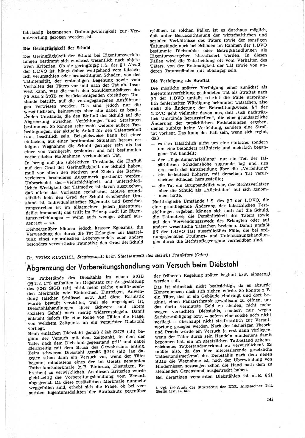 Neue Justiz (NJ), Zeitschrift für Recht und Rechtswissenschaft [Deutsche Demokratische Republik (DDR)], 23. Jahrgang 1969, Seite 143 (NJ DDR 1969, S. 143)