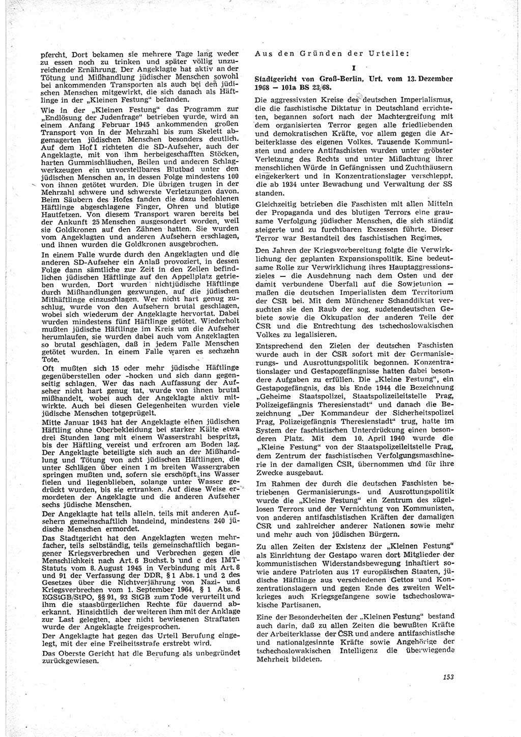 Neue Justiz (NJ), Zeitschrift für Recht und Rechtswissenschaft [Deutsche Demokratische Republik (DDR)], 23. Jahrgang 1969, Seite 153 (NJ DDR 1969, S. 153)