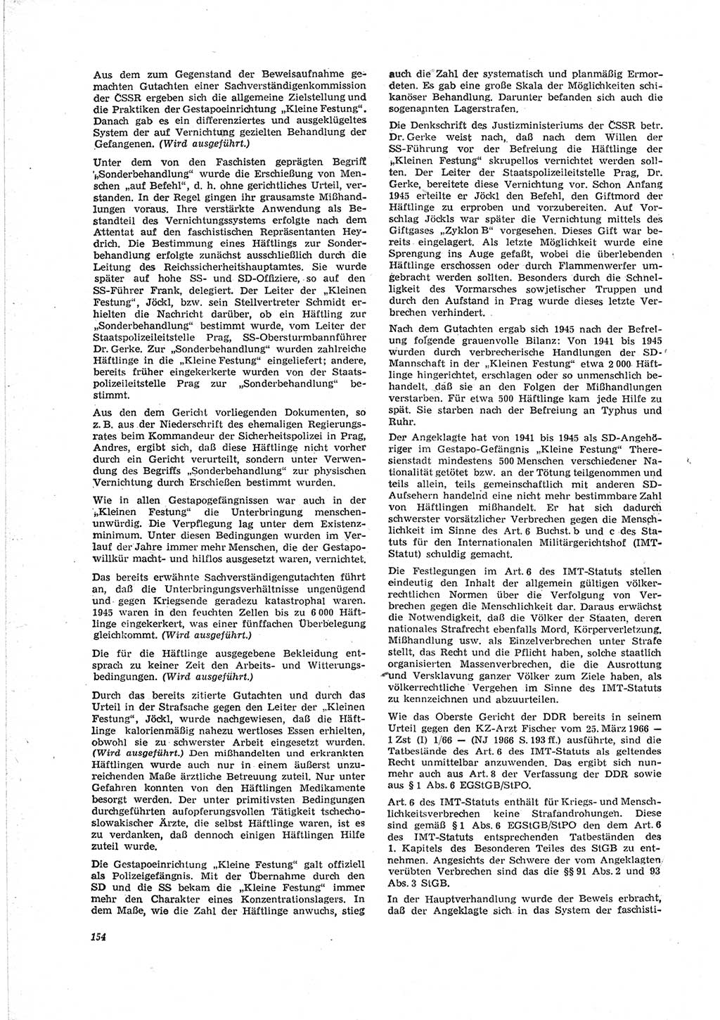 Neue Justiz (NJ), Zeitschrift für Recht und Rechtswissenschaft [Deutsche Demokratische Republik (DDR)], 23. Jahrgang 1969, Seite 154 (NJ DDR 1969, S. 154)