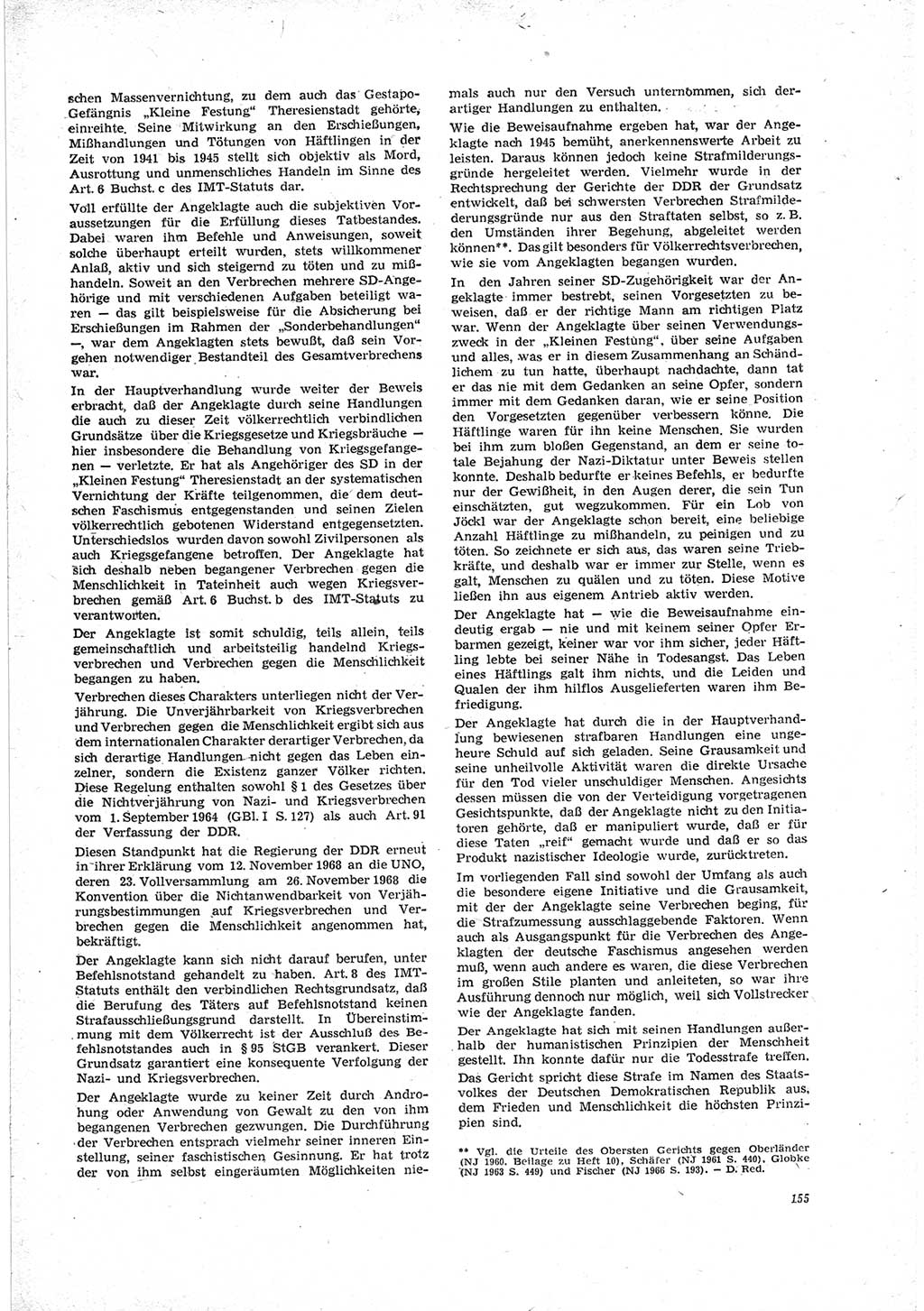 Neue Justiz (NJ), Zeitschrift für Recht und Rechtswissenschaft [Deutsche Demokratische Republik (DDR)], 23. Jahrgang 1969, Seite 155 (NJ DDR 1969, S. 155)