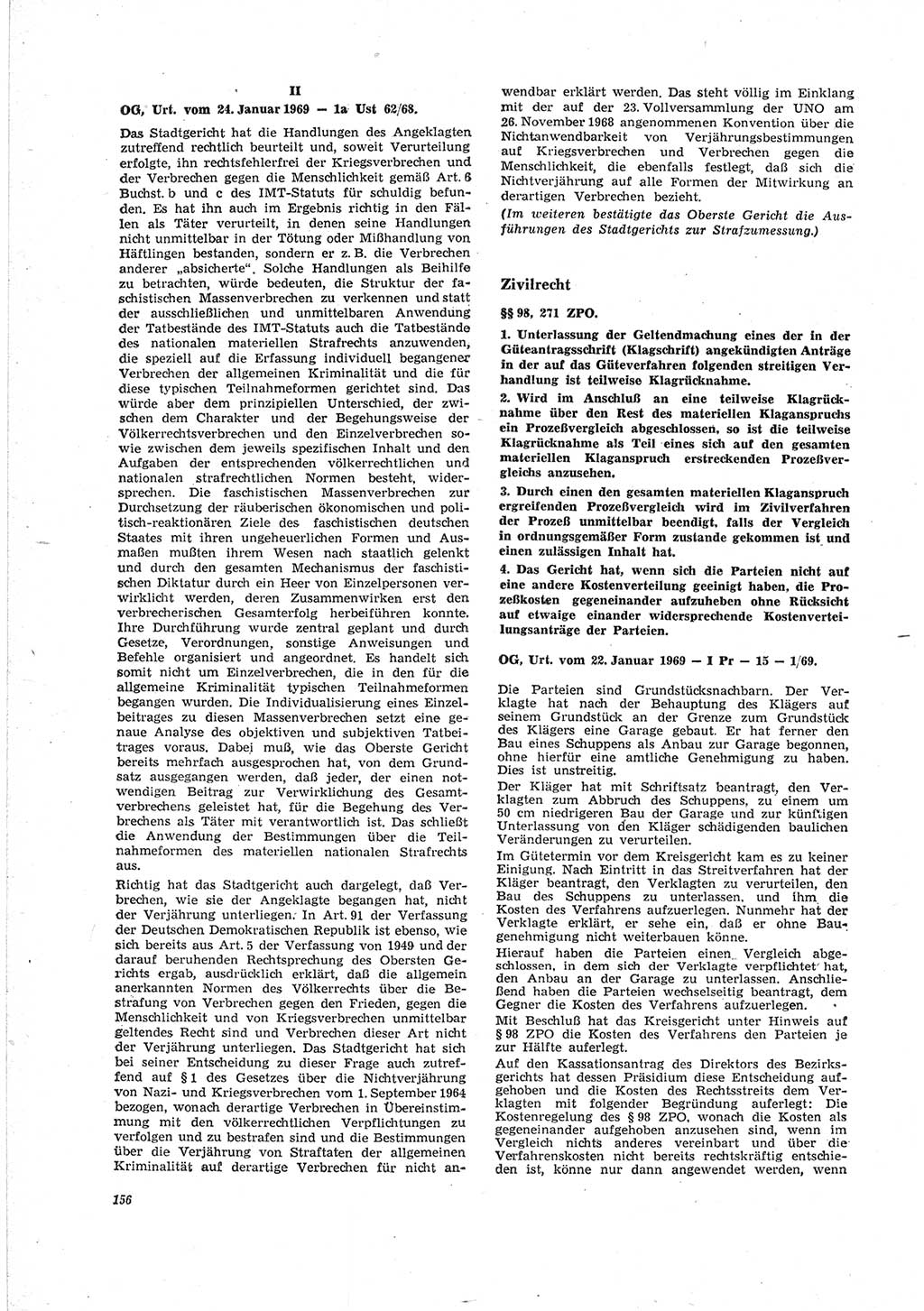 Neue Justiz (NJ), Zeitschrift für Recht und Rechtswissenschaft [Deutsche Demokratische Republik (DDR)], 23. Jahrgang 1969, Seite 156 (NJ DDR 1969, S. 156)