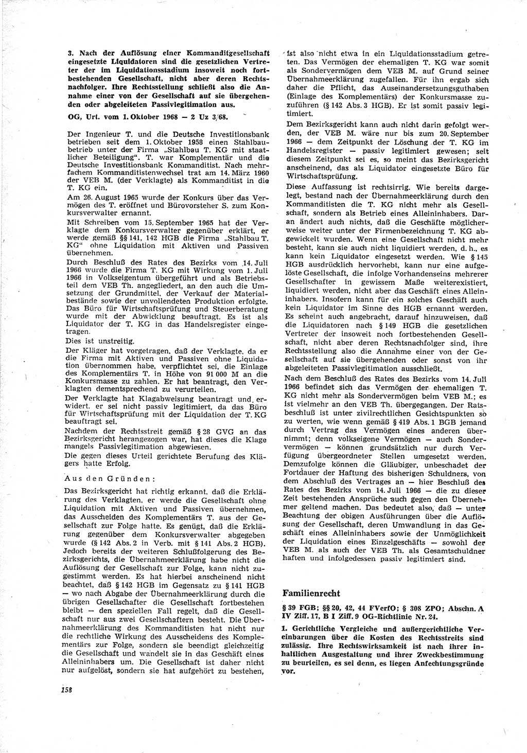 Neue Justiz (NJ), Zeitschrift für Recht und Rechtswissenschaft [Deutsche Demokratische Republik (DDR)], 23. Jahrgang 1969, Seite 158 (NJ DDR 1969, S. 158)