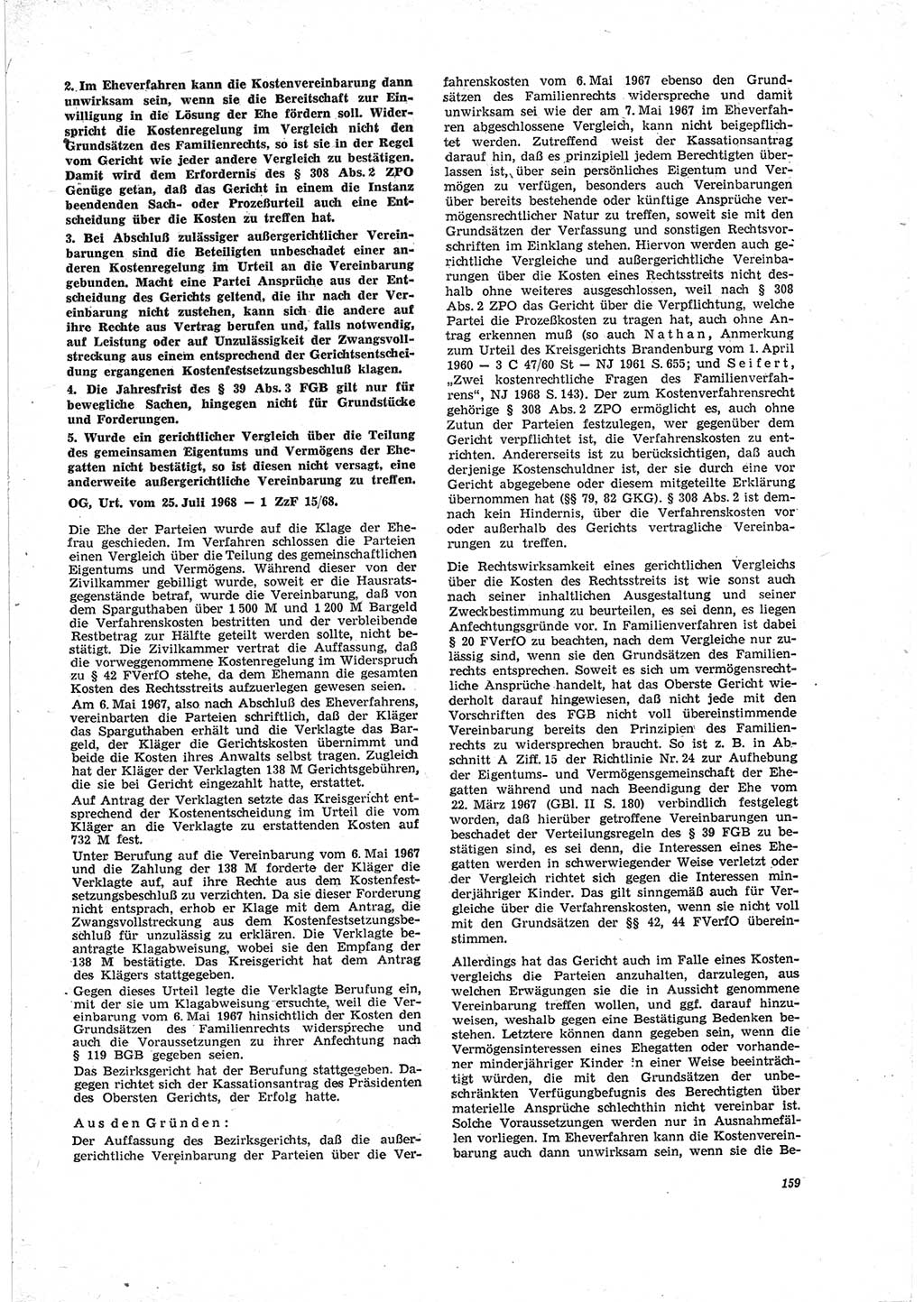 Neue Justiz (NJ), Zeitschrift für Recht und Rechtswissenschaft [Deutsche Demokratische Republik (DDR)], 23. Jahrgang 1969, Seite 159 (NJ DDR 1969, S. 159)