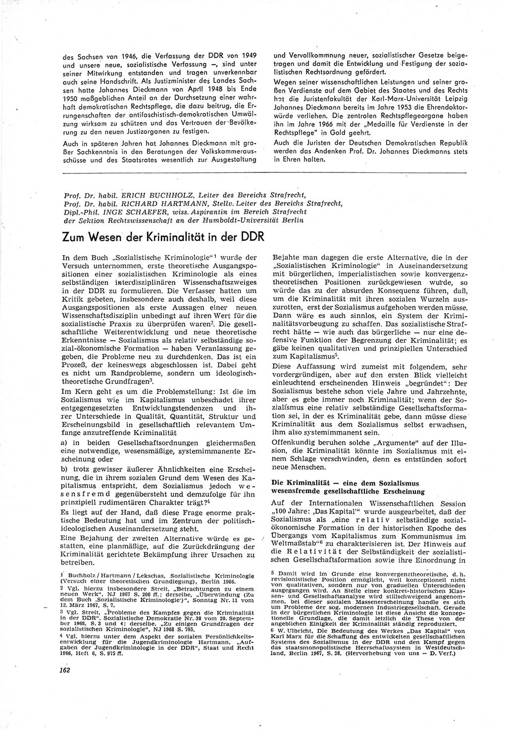 Neue Justiz (NJ), Zeitschrift für Recht und Rechtswissenschaft [Deutsche Demokratische Republik (DDR)], 23. Jahrgang 1969, Seite 162 (NJ DDR 1969, S. 162)