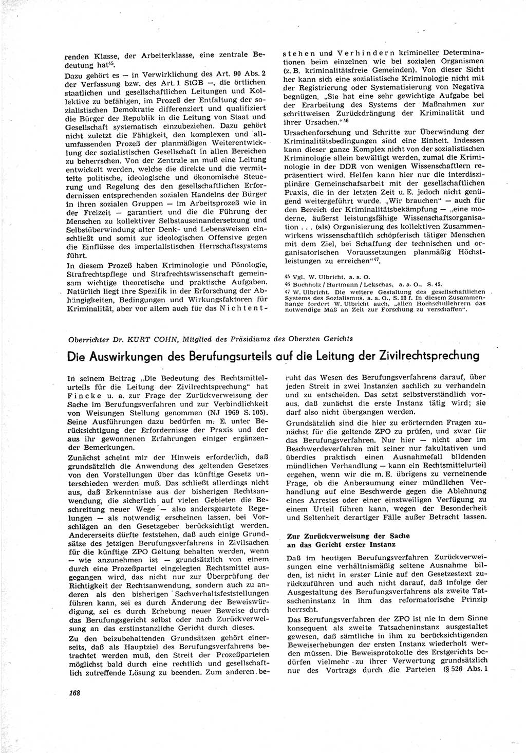 Neue Justiz (NJ), Zeitschrift für Recht und Rechtswissenschaft [Deutsche Demokratische Republik (DDR)], 23. Jahrgang 1969, Seite 168 (NJ DDR 1969, S. 168)