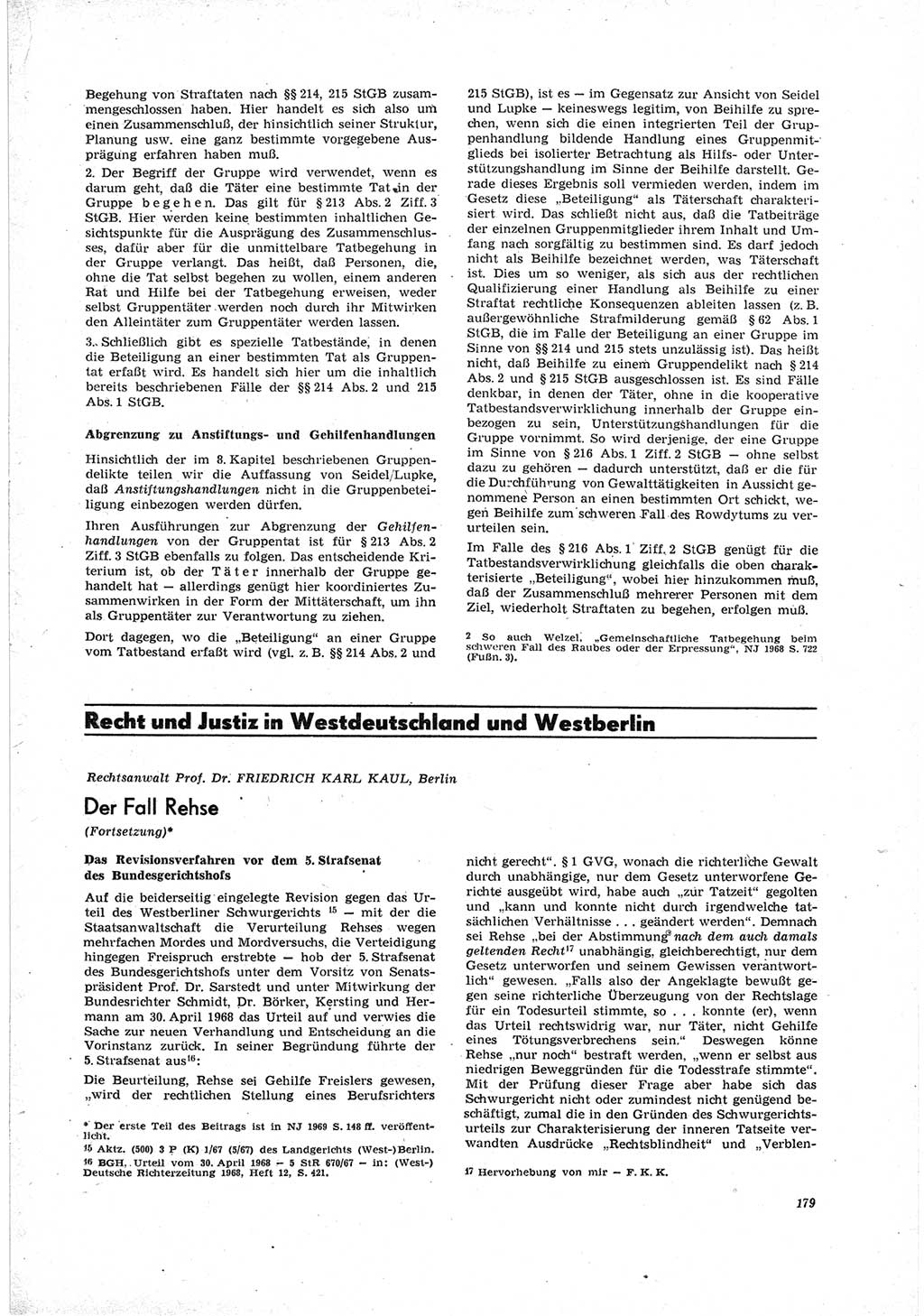 Neue Justiz (NJ), Zeitschrift für Recht und Rechtswissenschaft [Deutsche Demokratische Republik (DDR)], 23. Jahrgang 1969, Seite 179 (NJ DDR 1969, S. 179)