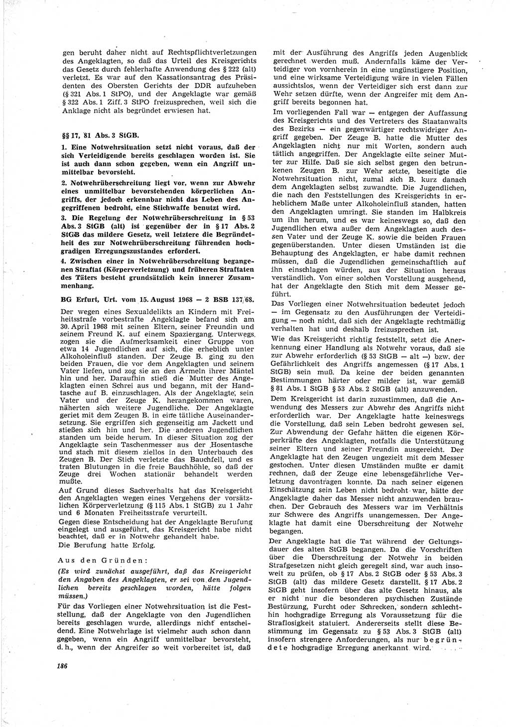 Neue Justiz (NJ), Zeitschrift für Recht und Rechtswissenschaft [Deutsche Demokratische Republik (DDR)], 23. Jahrgang 1969, Seite 186 (NJ DDR 1969, S. 186)