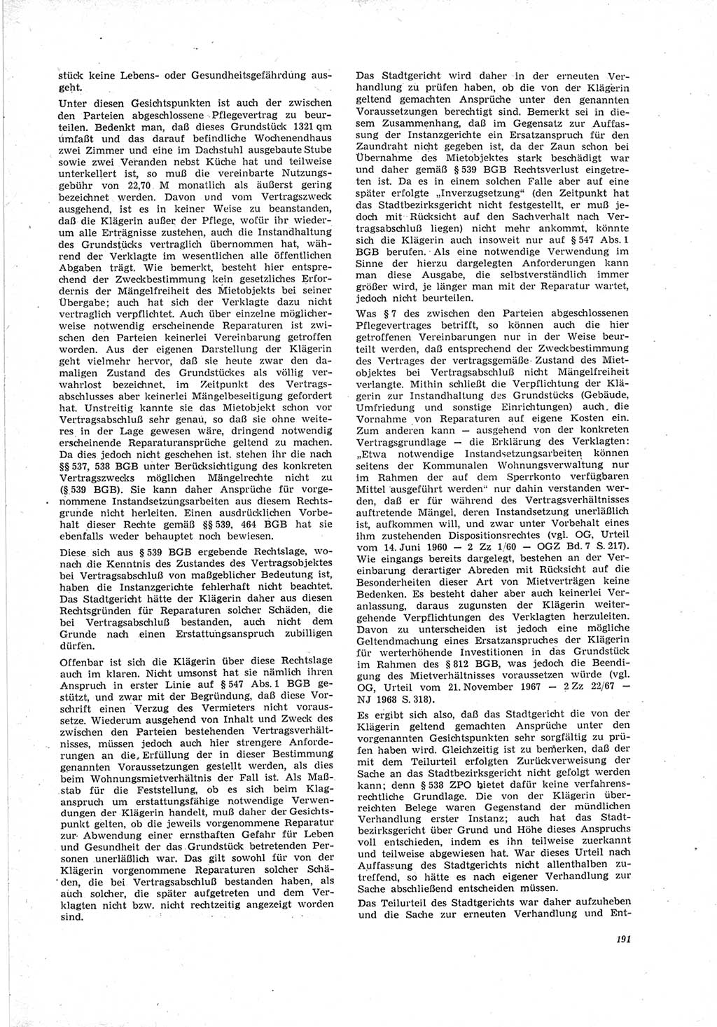 Neue Justiz (NJ), Zeitschrift für Recht und Rechtswissenschaft [Deutsche Demokratische Republik (DDR)], 23. Jahrgang 1969, Seite 191 (NJ DDR 1969, S. 191)