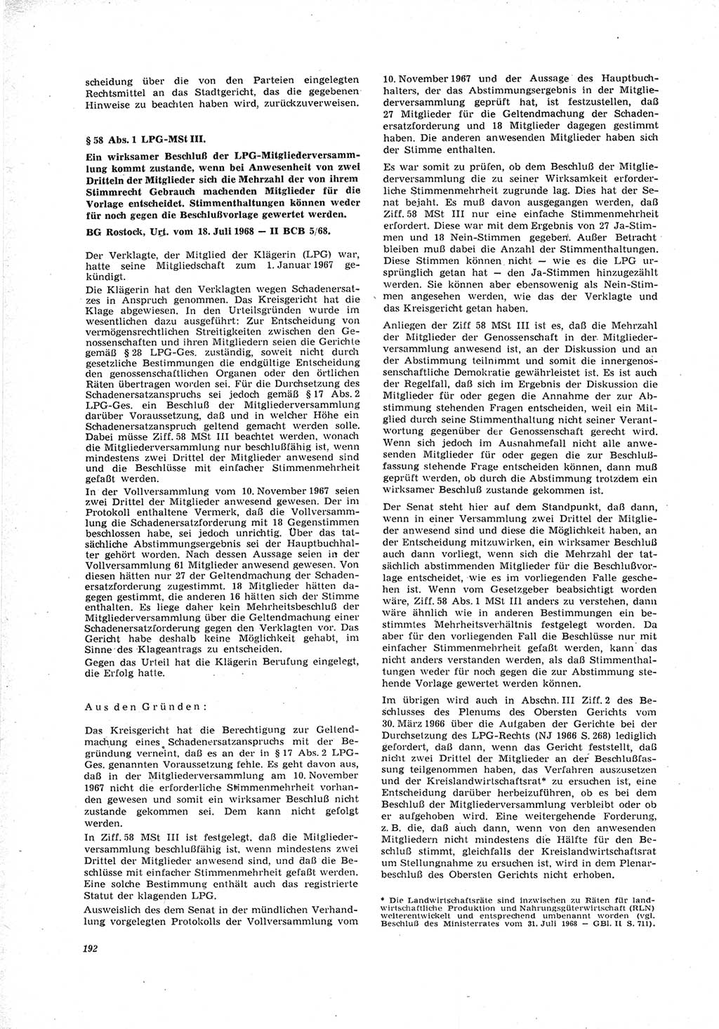 Neue Justiz (NJ), Zeitschrift für Recht und Rechtswissenschaft [Deutsche Demokratische Republik (DDR)], 23. Jahrgang 1969, Seite 192 (NJ DDR 1969, S. 192)