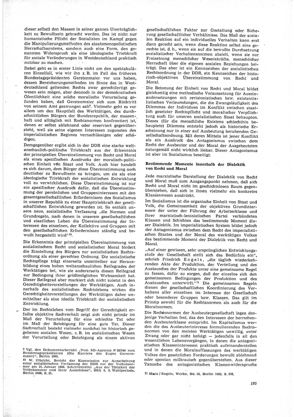 Neue Justiz (NJ), Zeitschrift für Recht und Rechtswissenschaft [Deutsche Demokratische Republik (DDR)], 23. Jahrgang 1969, Seite 195 (NJ DDR 1969, S. 195)