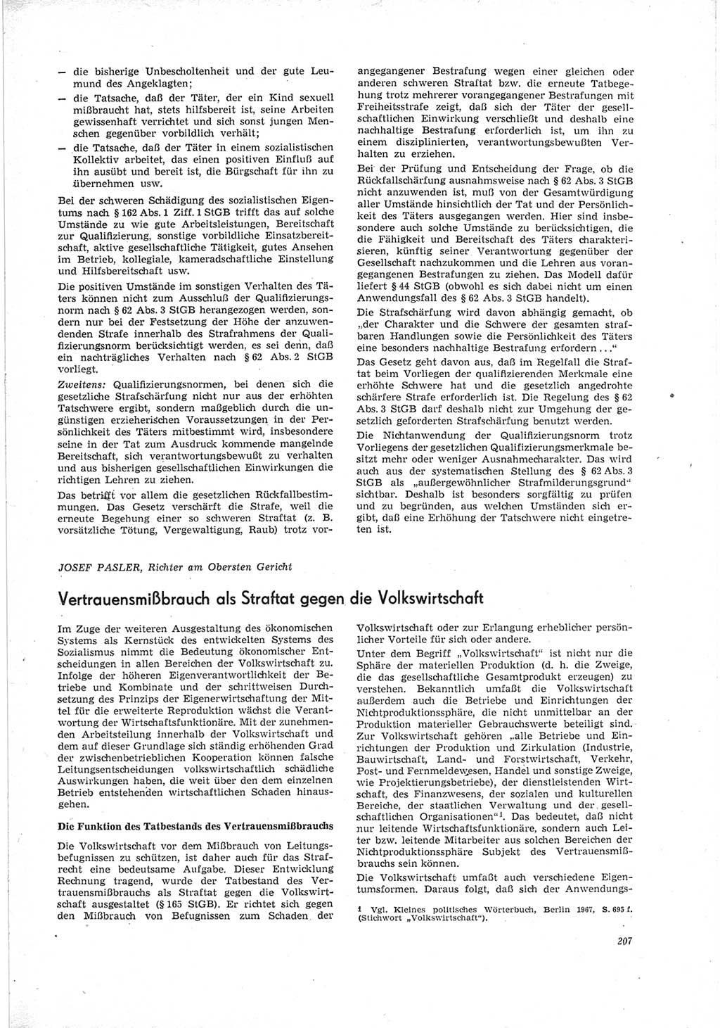 Neue Justiz (NJ), Zeitschrift für Recht und Rechtswissenschaft [Deutsche Demokratische Republik (DDR)], 23. Jahrgang 1969, Seite 207 (NJ DDR 1969, S. 207)