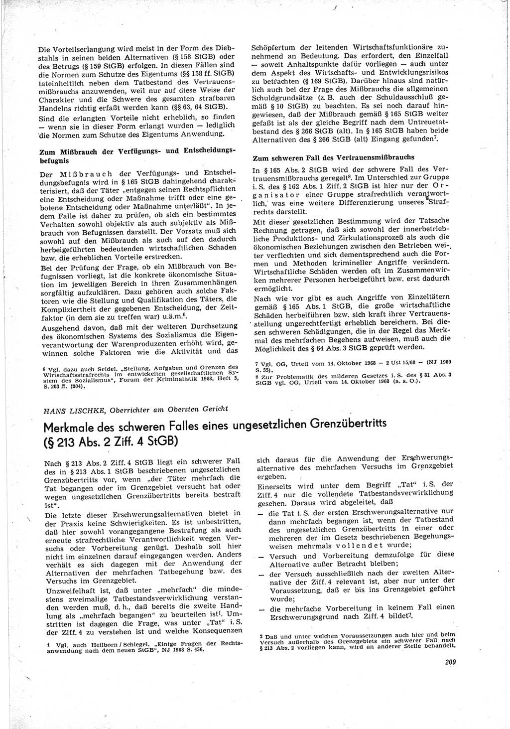 Neue Justiz (NJ), Zeitschrift für Recht und Rechtswissenschaft [Deutsche Demokratische Republik (DDR)], 23. Jahrgang 1969, Seite 209 (NJ DDR 1969, S. 209)