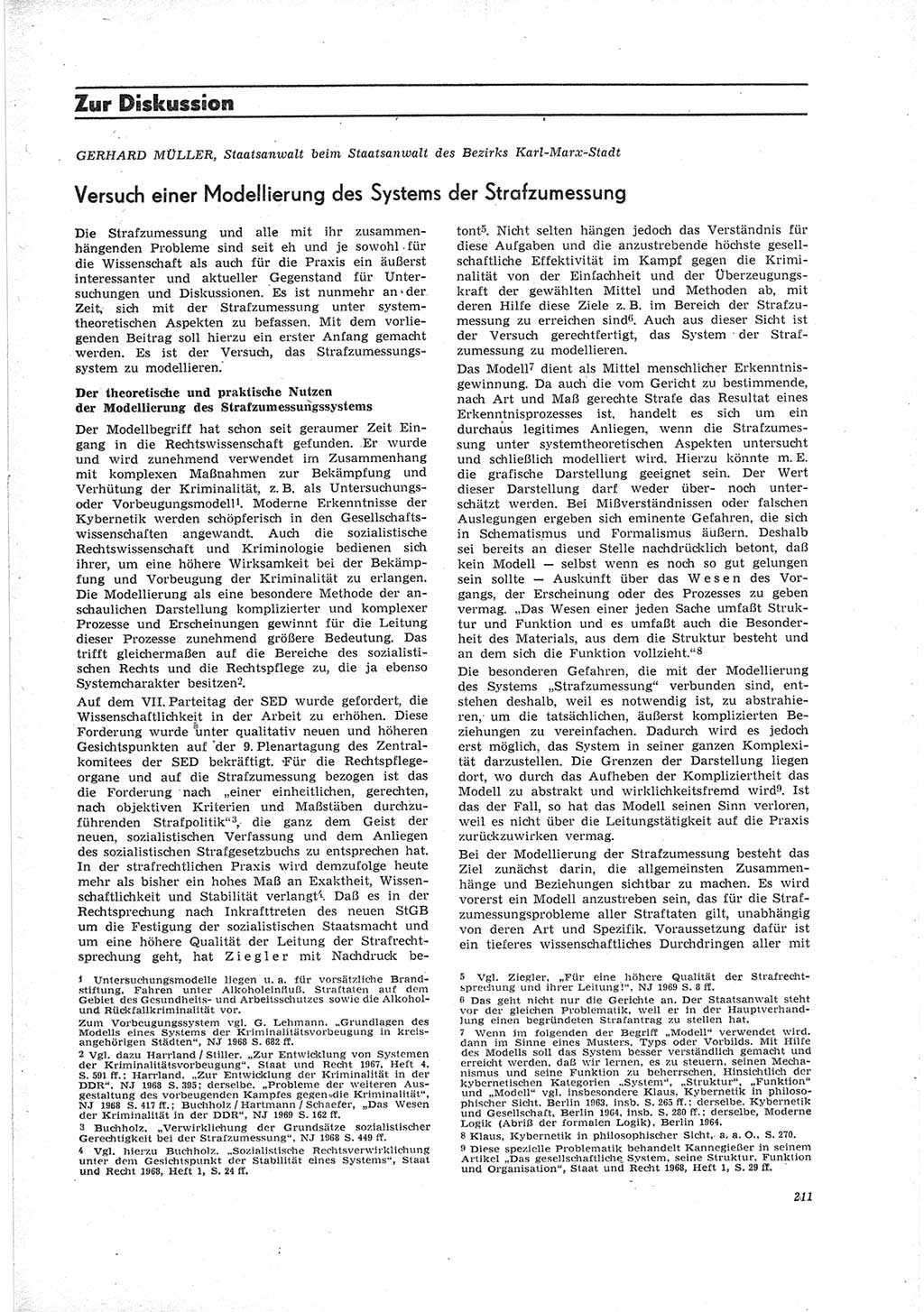 Neue Justiz (NJ), Zeitschrift für Recht und Rechtswissenschaft [Deutsche Demokratische Republik (DDR)], 23. Jahrgang 1969, Seite 211 (NJ DDR 1969, S. 211)