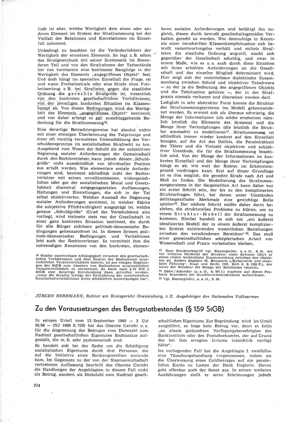 Neue Justiz (NJ), Zeitschrift für Recht und Rechtswissenschaft [Deutsche Demokratische Republik (DDR)], 23. Jahrgang 1969, Seite 214 (NJ DDR 1969, S. 214)