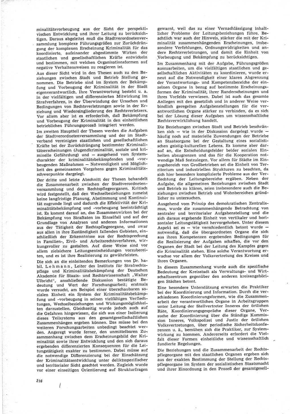 Neue Justiz (NJ), Zeitschrift für Recht und Rechtswissenschaft [Deutsche Demokratische Republik (DDR)], 23. Jahrgang 1969, Seite 216 (NJ DDR 1969, S. 216)