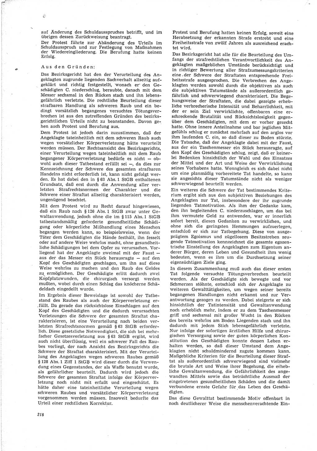 Neue Justiz (NJ), Zeitschrift für Recht und Rechtswissenschaft [Deutsche Demokratische Republik (DDR)], 23. Jahrgang 1969, Seite 218 (NJ DDR 1969, S. 218)