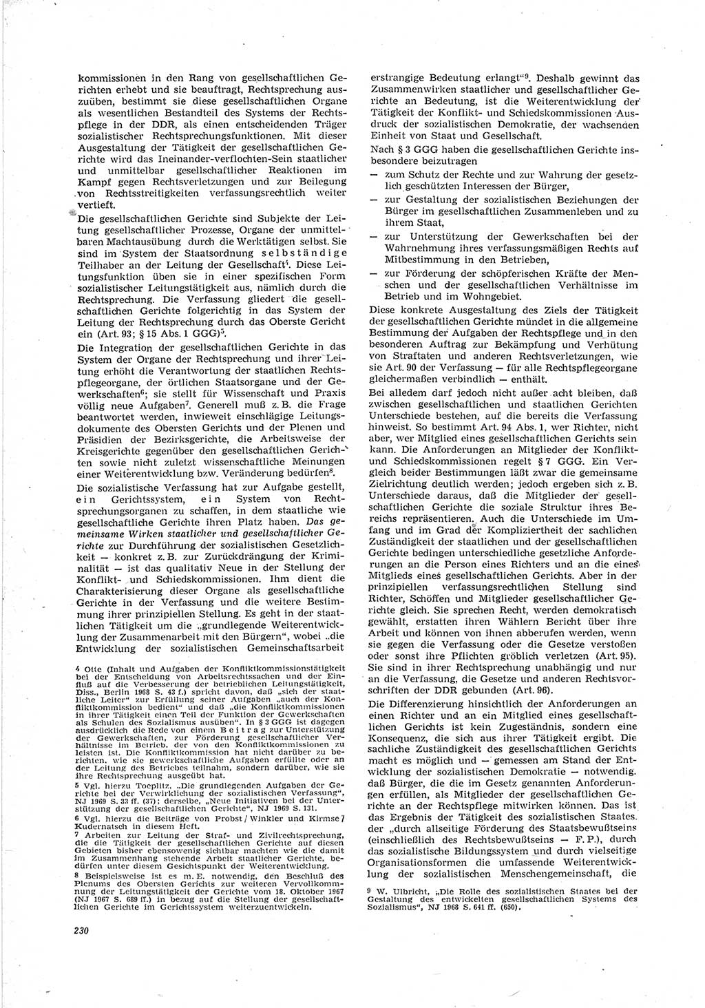 Neue Justiz (NJ), Zeitschrift für Recht und Rechtswissenschaft [Deutsche Demokratische Republik (DDR)], 23. Jahrgang 1969, Seite 230 (NJ DDR 1969, S. 230)