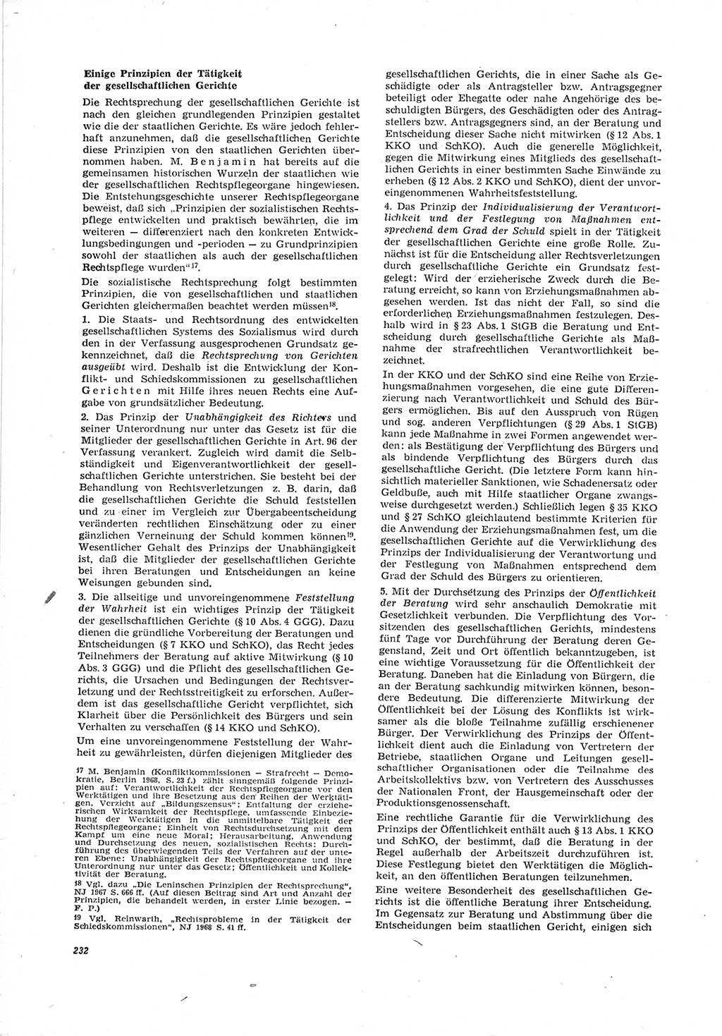 Neue Justiz (NJ), Zeitschrift für Recht und Rechtswissenschaft [Deutsche Demokratische Republik (DDR)], 23. Jahrgang 1969, Seite 232 (NJ DDR 1969, S. 232)