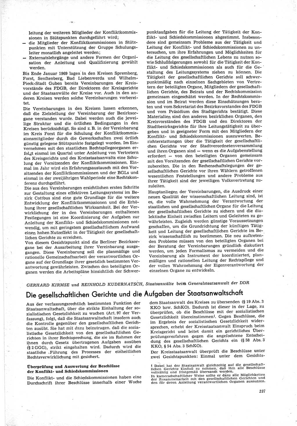 Neue Justiz (NJ), Zeitschrift für Recht und Rechtswissenschaft [Deutsche Demokratische Republik (DDR)], 23. Jahrgang 1969, Seite 237 (NJ DDR 1969, S. 237)