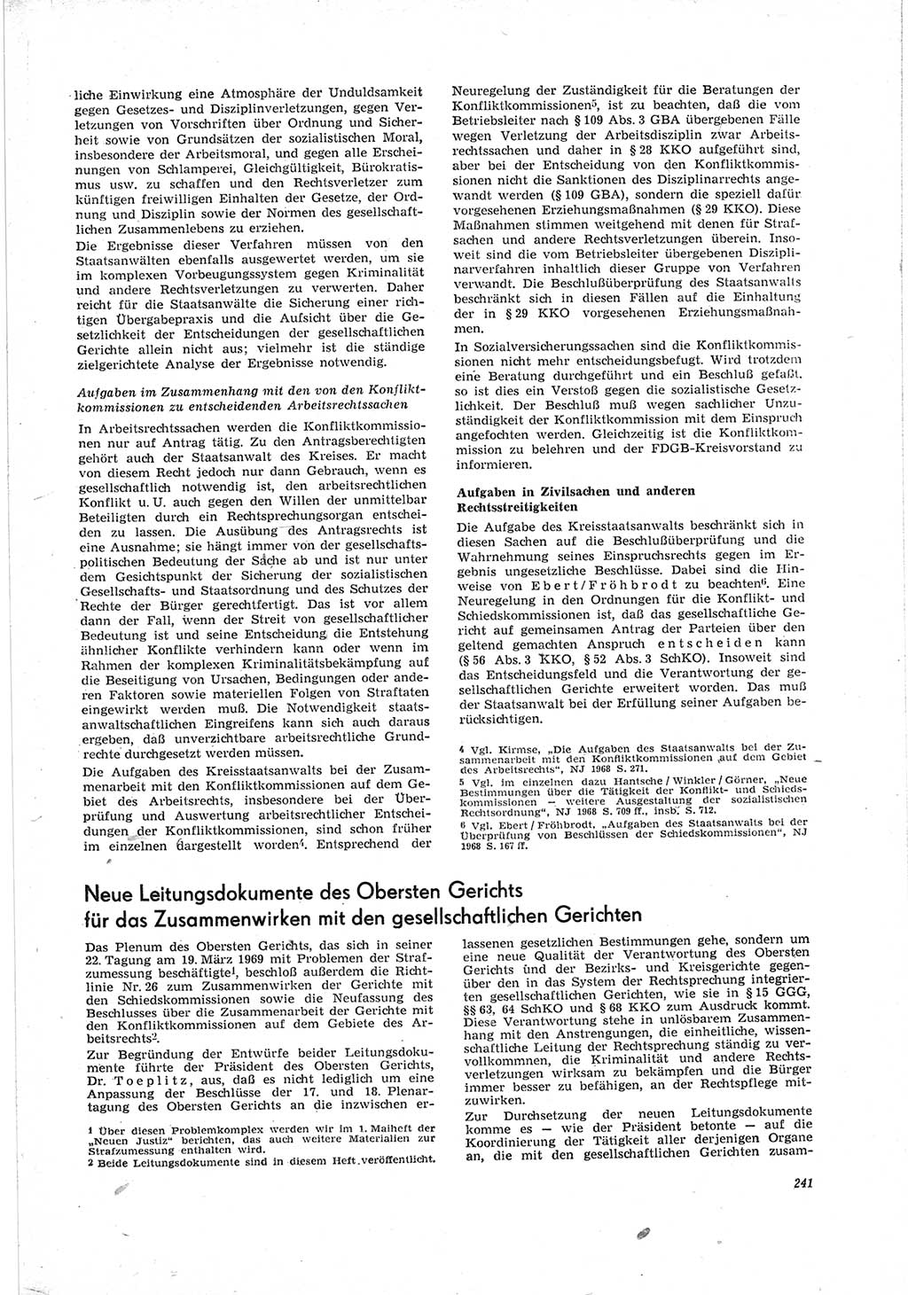 Neue Justiz (NJ), Zeitschrift für Recht und Rechtswissenschaft [Deutsche Demokratische Republik (DDR)], 23. Jahrgang 1969, Seite 241 (NJ DDR 1969, S. 241)