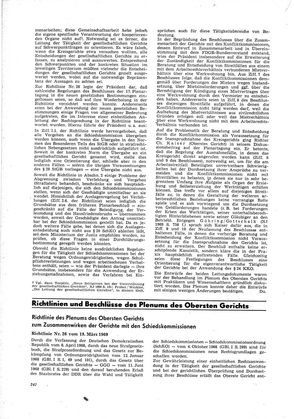 Neue Justiz (NJ), Zeitschrift für Recht und Rechtswissenschaft [Deutsche Demokratische Republik (DDR)], 23. Jahrgang 1969, Seite 242 (NJ DDR 1969, S. 242)