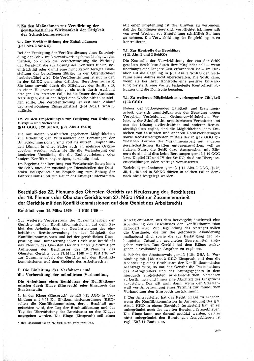 Neue Justiz (NJ), Zeitschrift für Recht und Rechtswissenschaft [Deutsche Demokratische Republik (DDR)], 23. Jahrgang 1969, Seite 249 (NJ DDR 1969, S. 249)