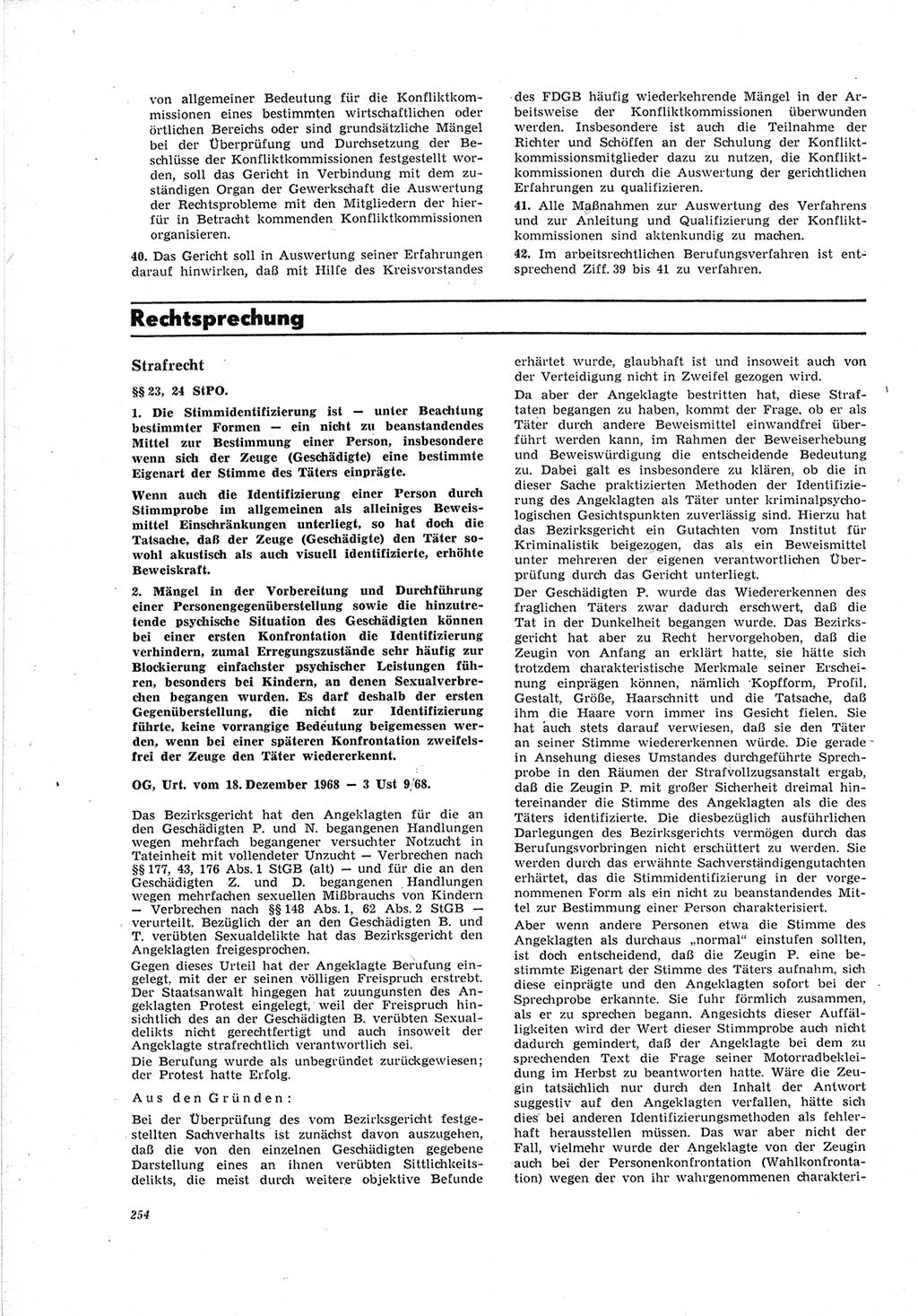 Neue Justiz (NJ), Zeitschrift für Recht und Rechtswissenschaft [Deutsche Demokratische Republik (DDR)], 23. Jahrgang 1969, Seite 254 (NJ DDR 1969, S. 254)